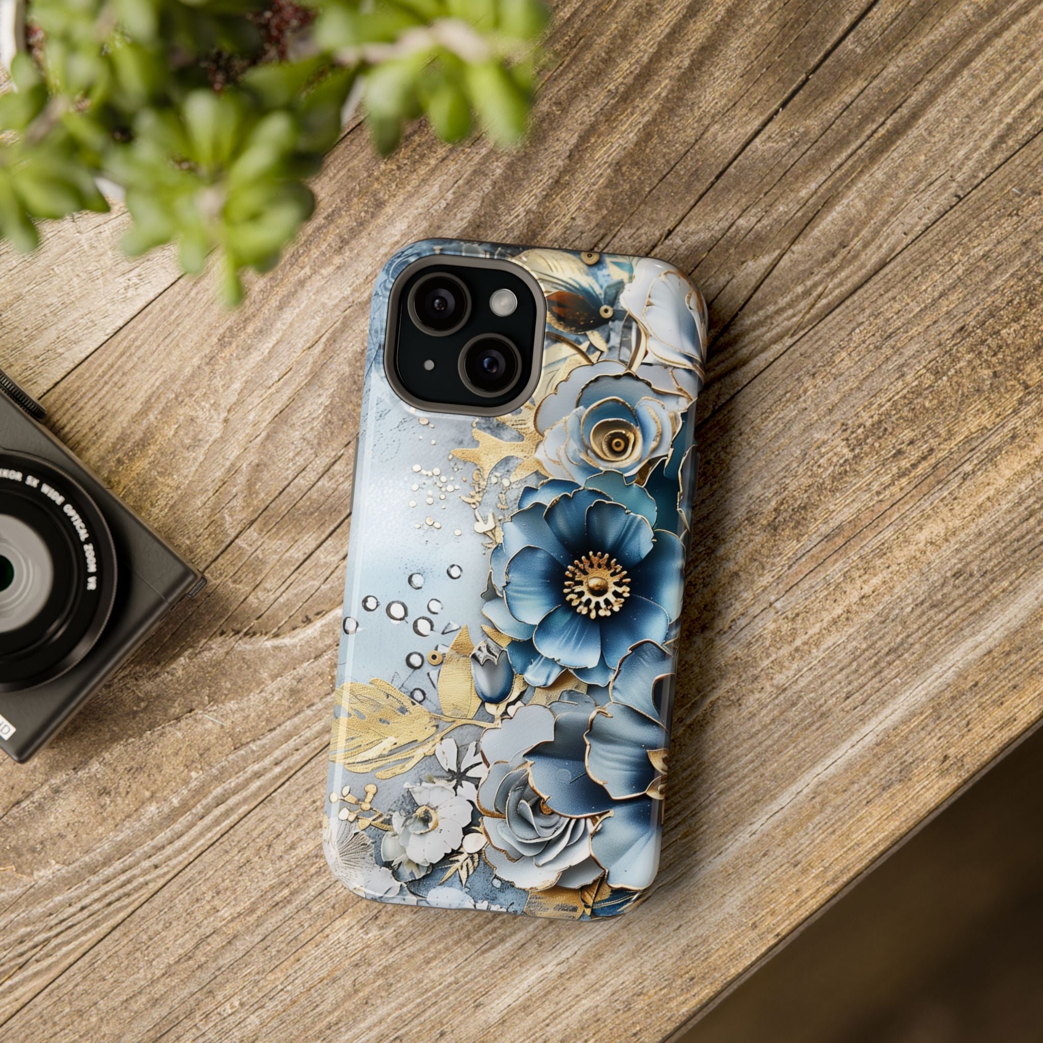Blooming Blue Floral Bouquet - Magnetic Armor Tough Case Apple iPhone Case