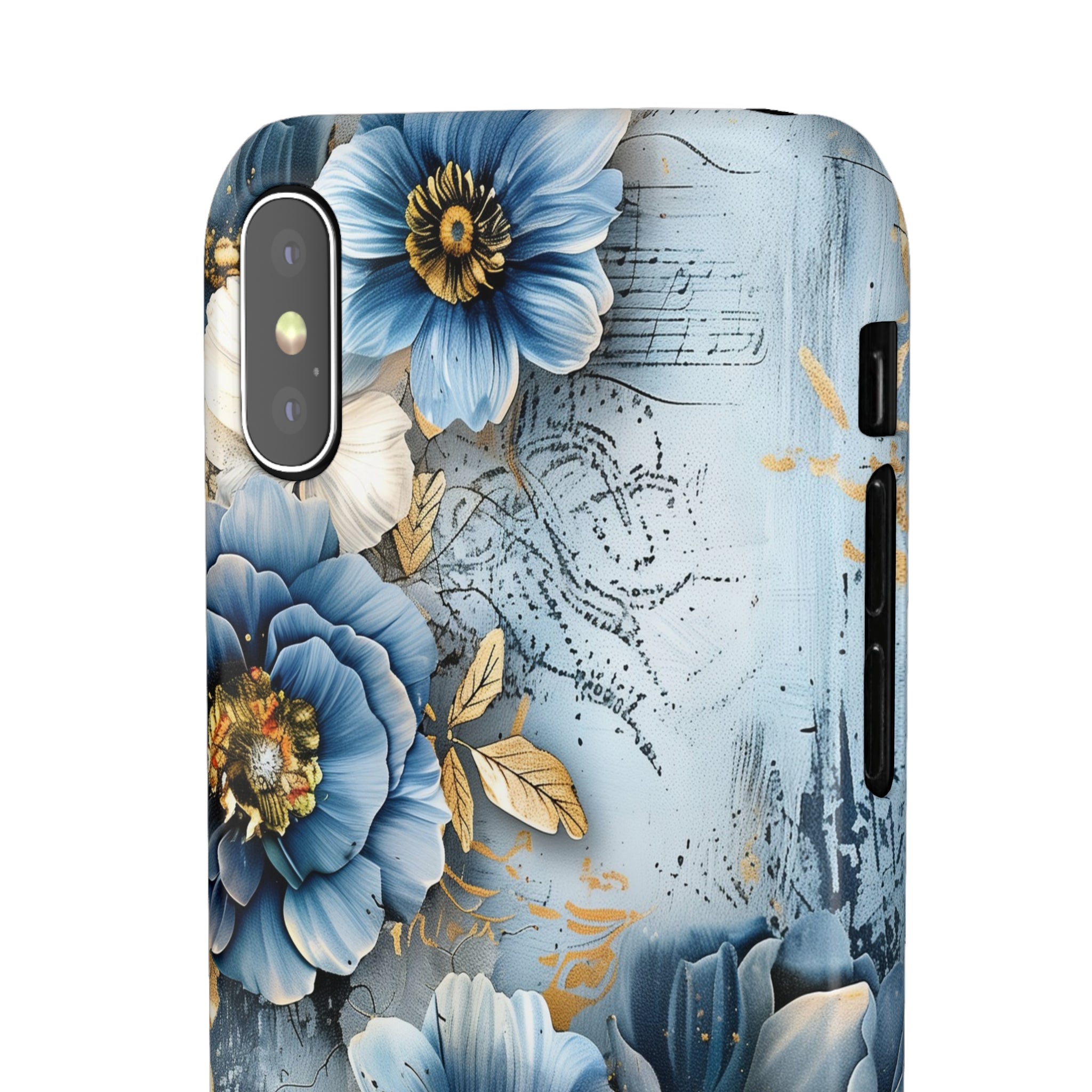 Blue & Gold Floral Snap Case - Apple iPhone Case