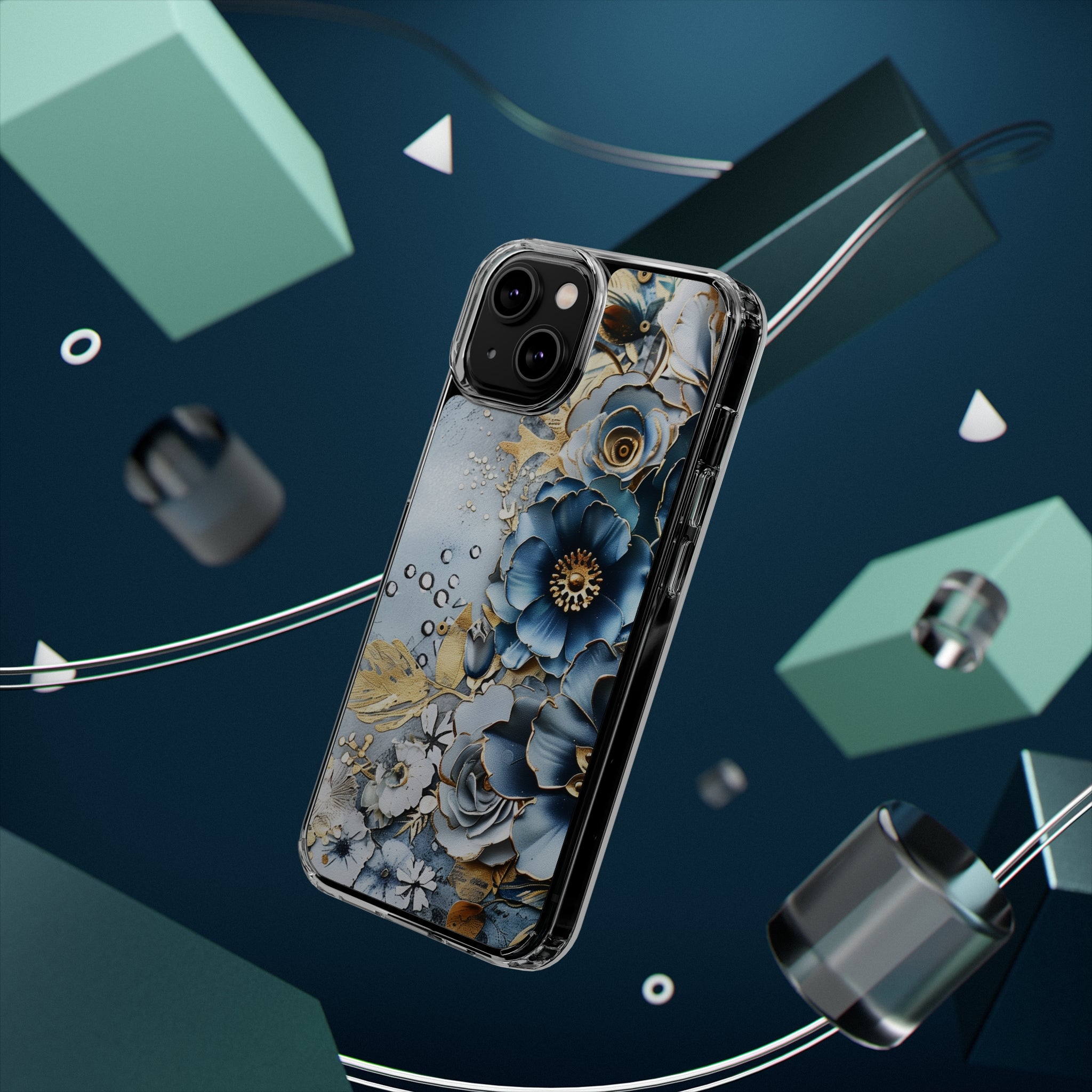 Blooming Blue Floral Bouquet - Crystal Guard Durable Apple iPhone Case