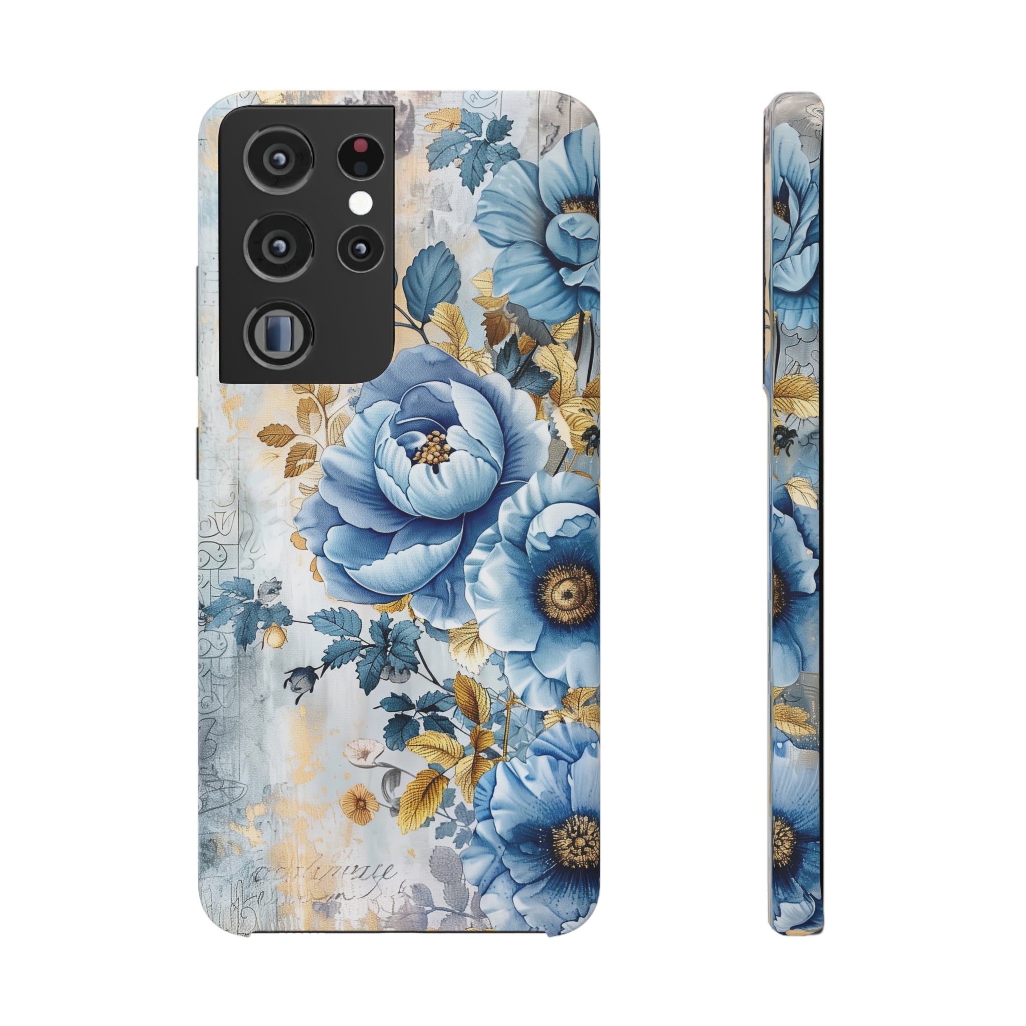 Blue & Gold Blooming Flowers Snap Case - Samsung Galaxy Case
