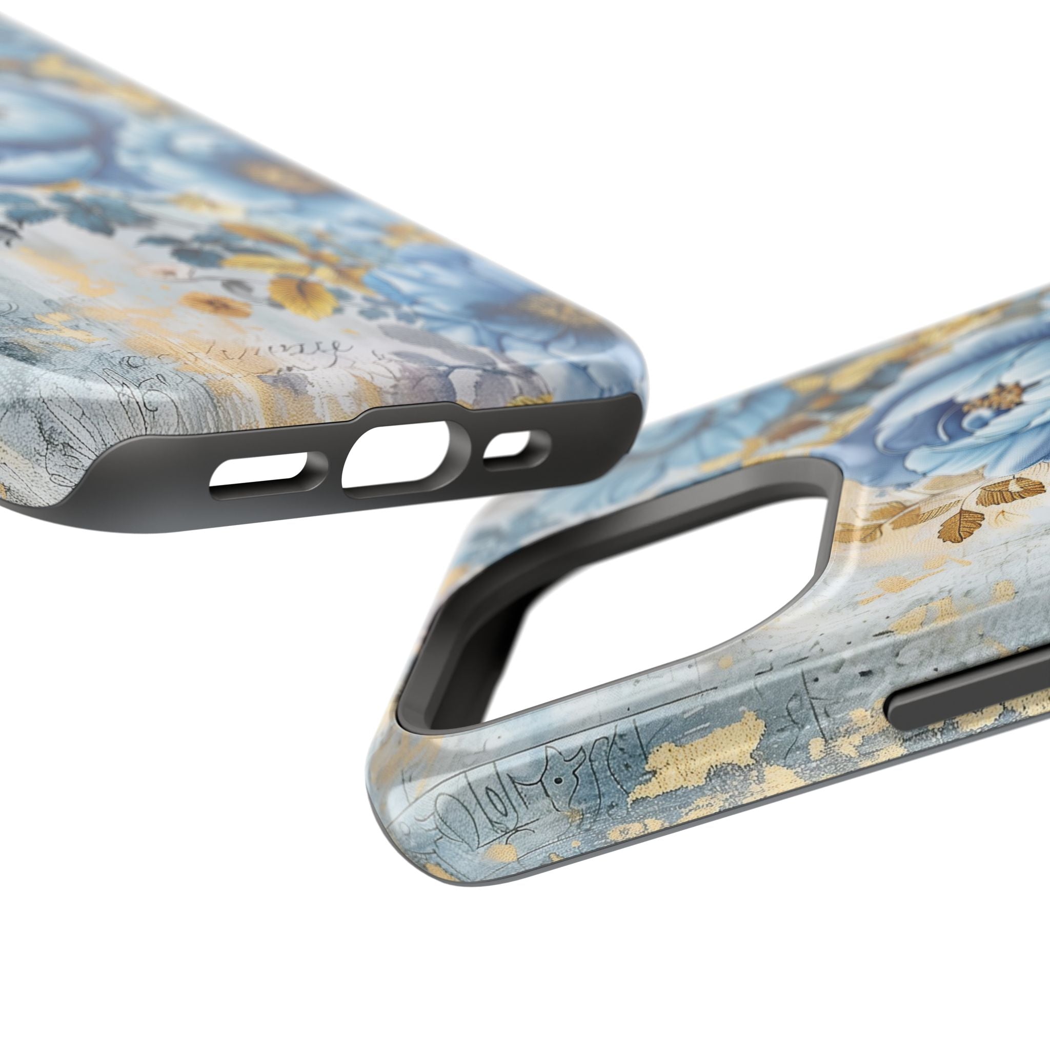 Blue & Gold Blooming Flowers - Impact Guard Apple iPhone Case
