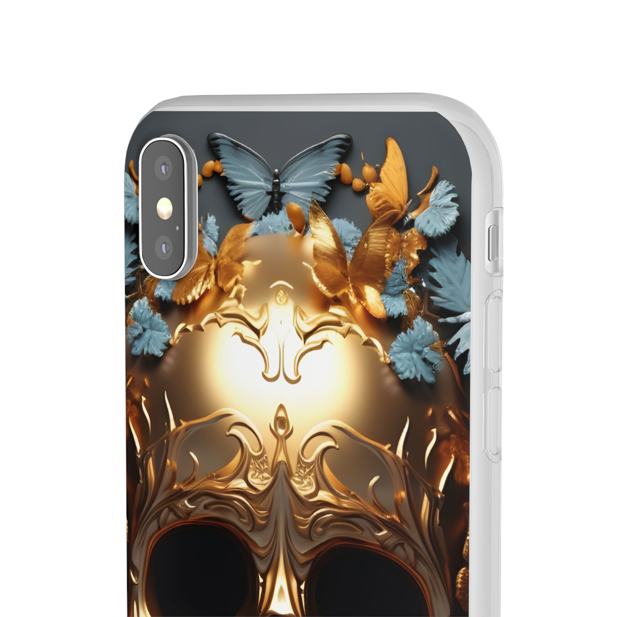 Golden Skull Floral & Butterflies Flexi Case - Apple iPhone Case