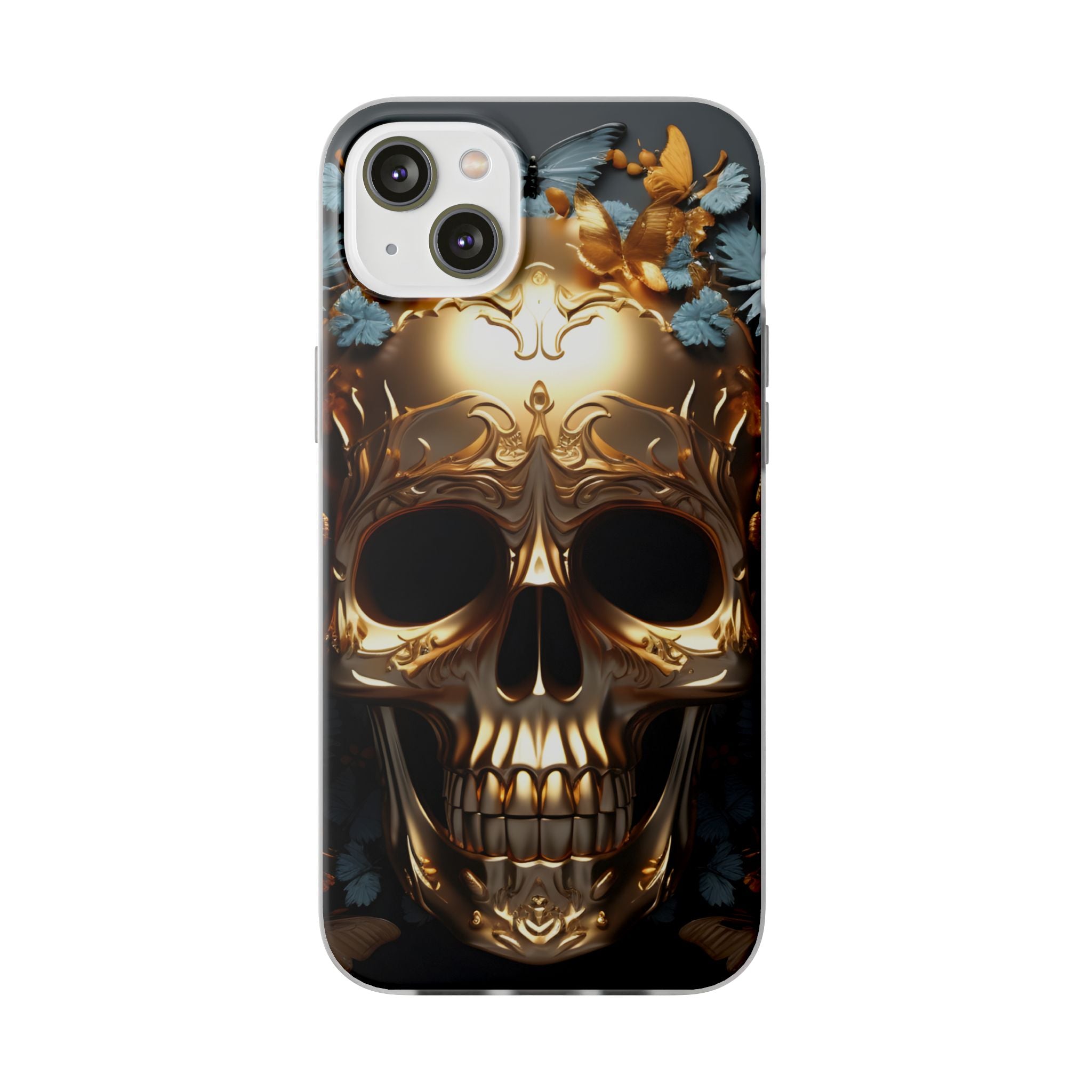 Golden Skull Floral & Butterflies Flexi Case - Apple iPhone Case