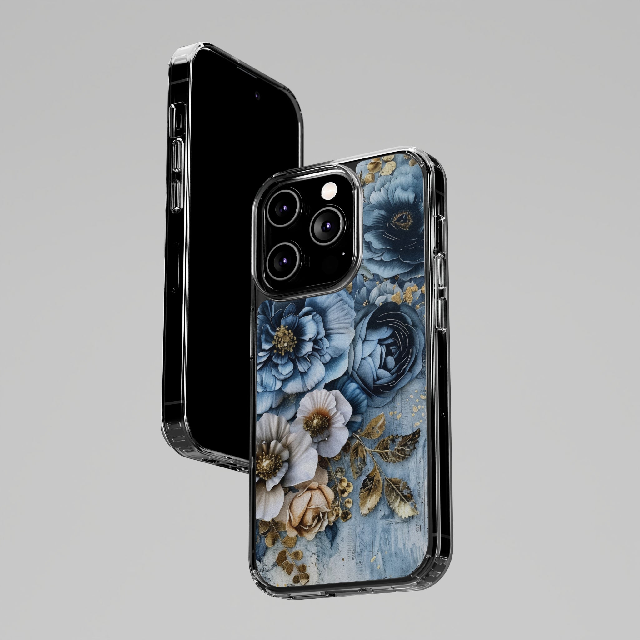 Blooming Blue Floral Bouquet - Crystal Guard Durable Apple iPhone Case