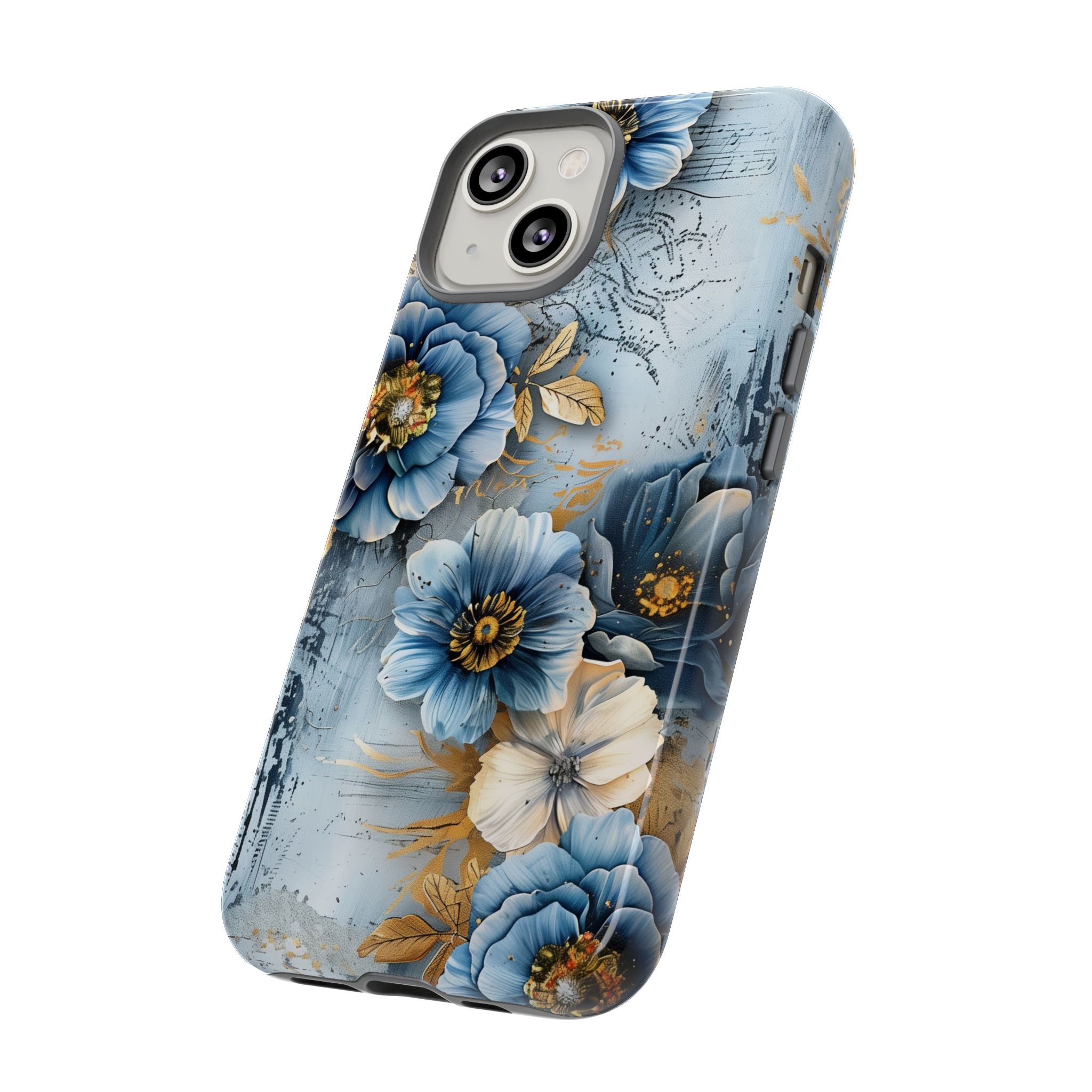 Blue & Gold Floral - Tough Guard Apple iPhone Case