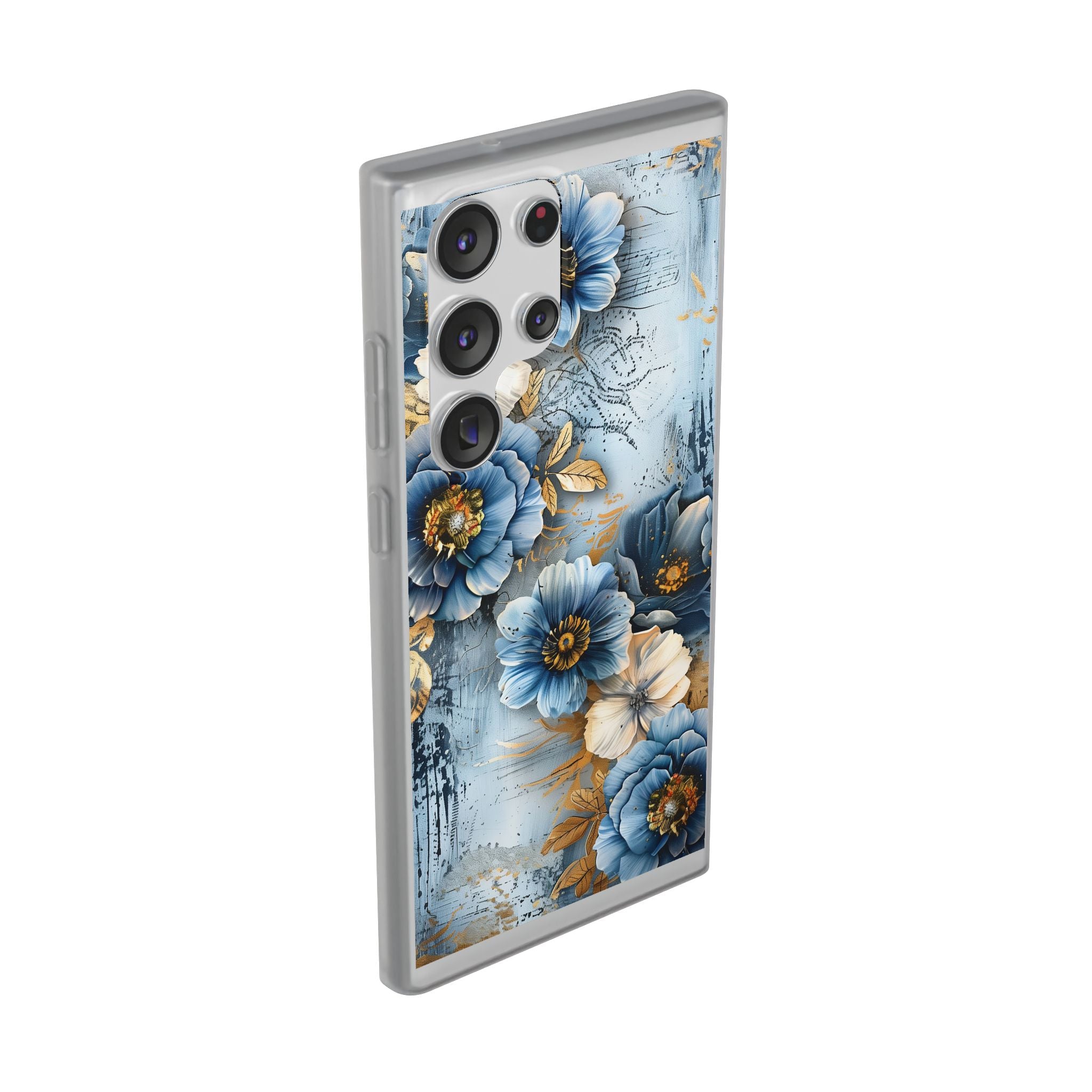 Blue & Gold Floral Flexi Case - Samsung Galaxy Case