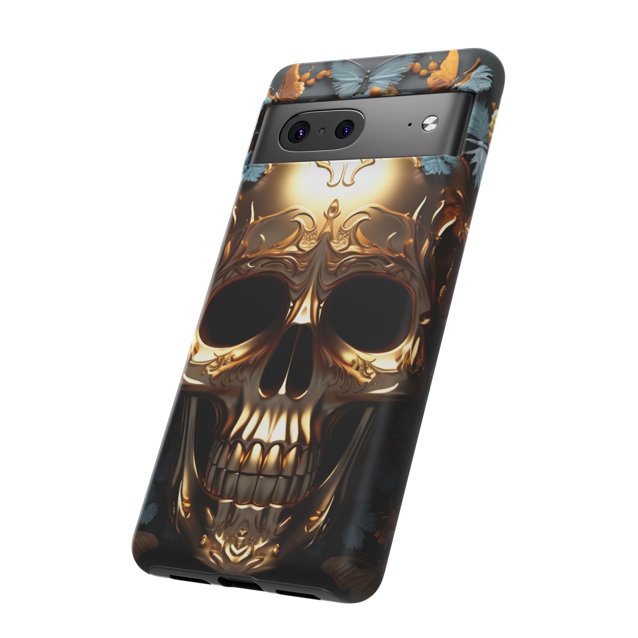 Golden Skull Floral & Butterflies Armor - Tough Guard Google Pixel Case
