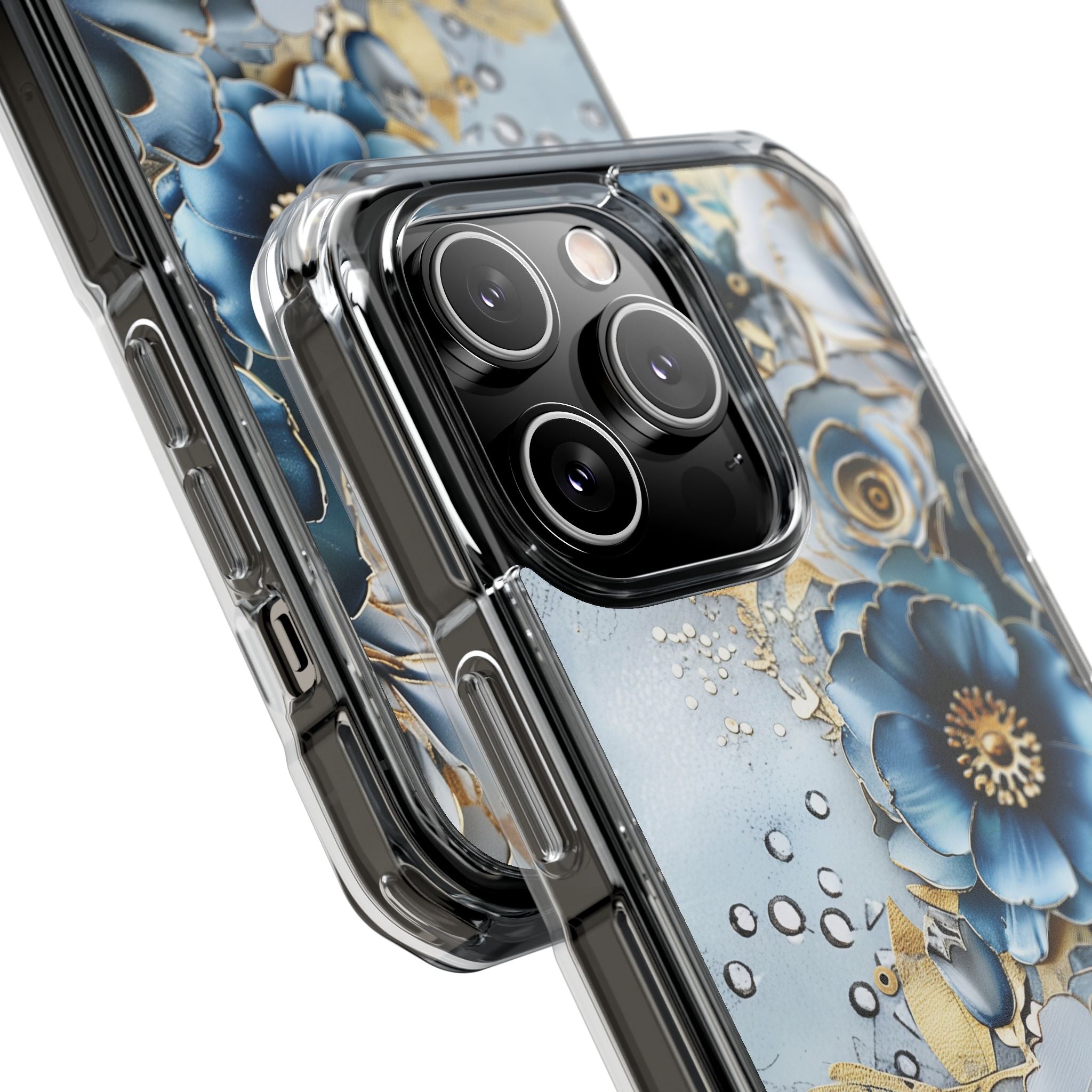 Blooming Blue Floral Bouquet - Magnetic Crystal Guard Apple iPhone Case