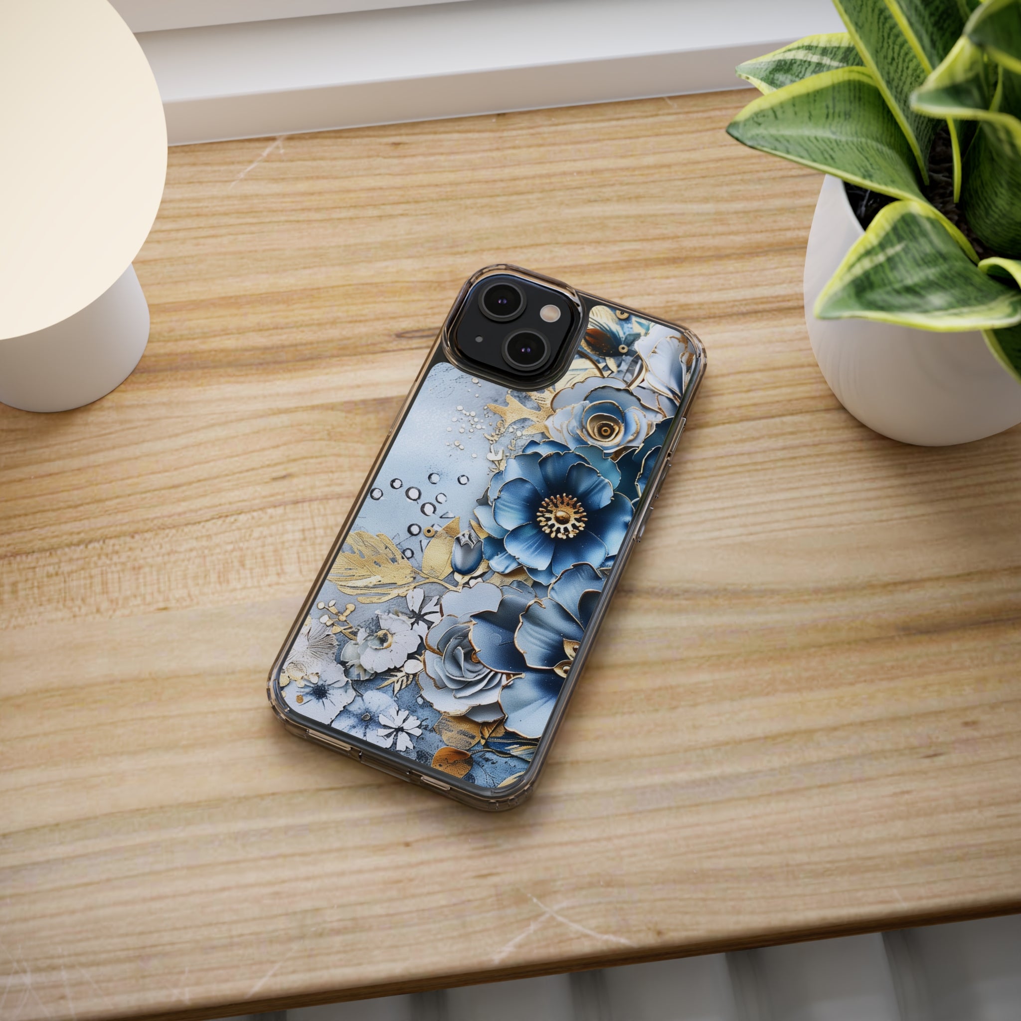 Blooming Blue Floral Bouquet - Crystal Guard Durable Apple iPhone Case