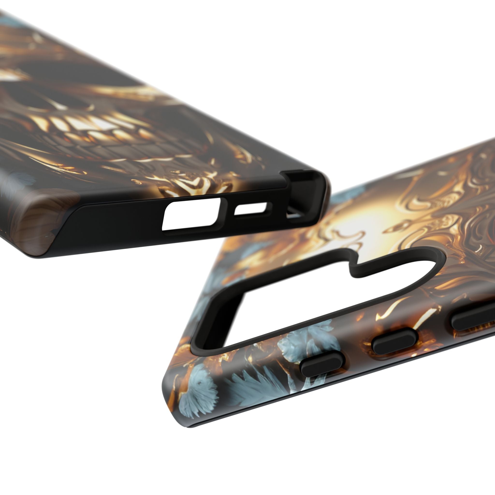 Golden Skull Floral & Butterflies Armor - Tough Guard Samsung Galaxy Case