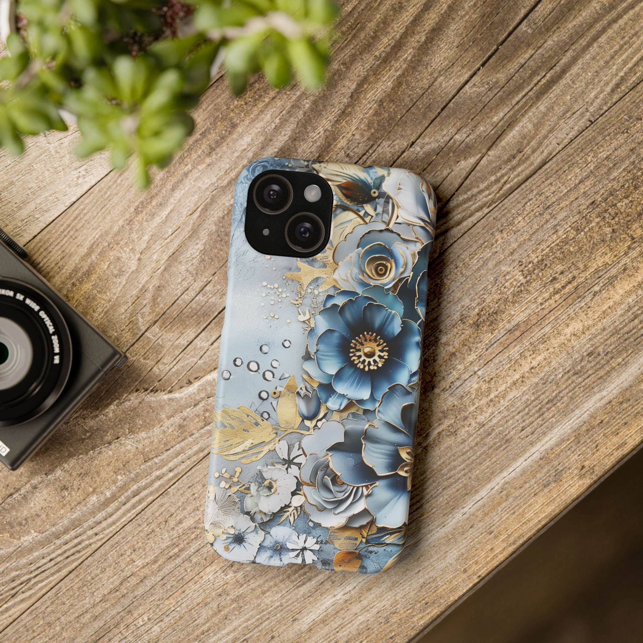 Blooming Blue Floral Bouquet - Slim Guard Apple iPhone Case