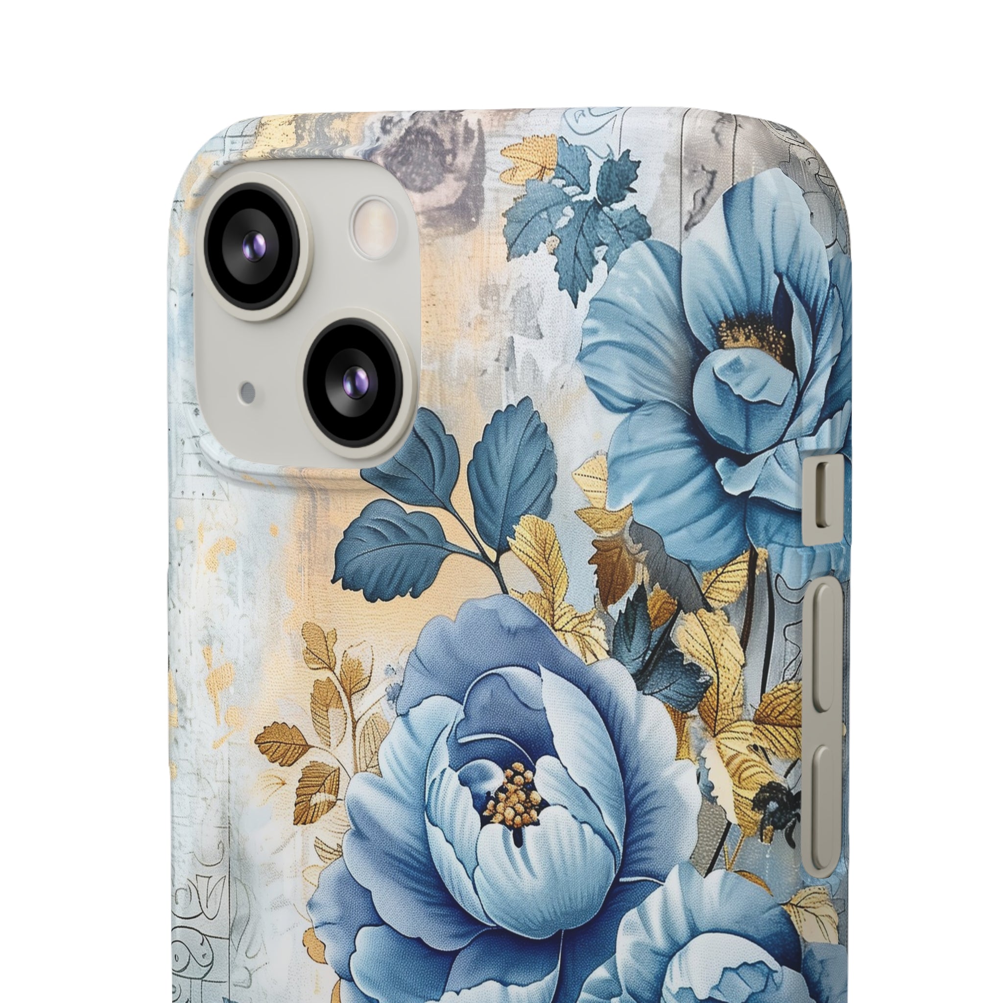 Blue & Gold Blooming Flowers Snap Case - Apple iPhone Case