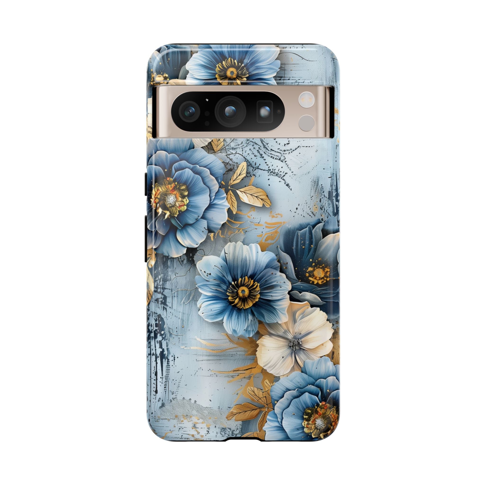 Blue & Gold Floral - Tough Guard Google Pixel Case