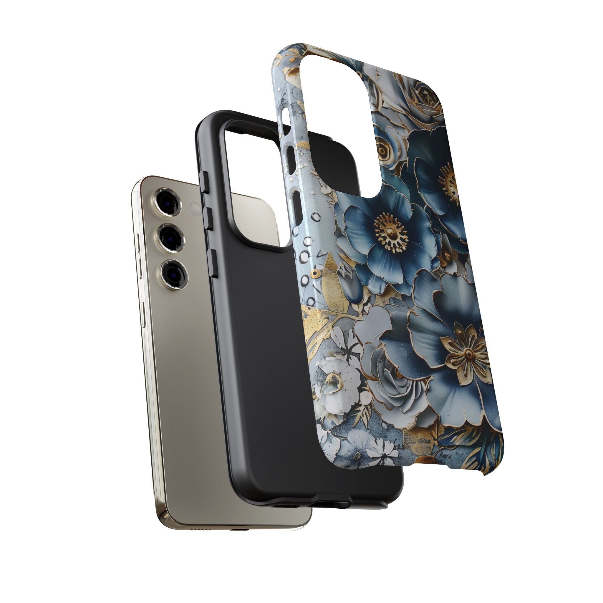 Blue Blooming Flowers - Tough Guard Samsung Galaxy Case