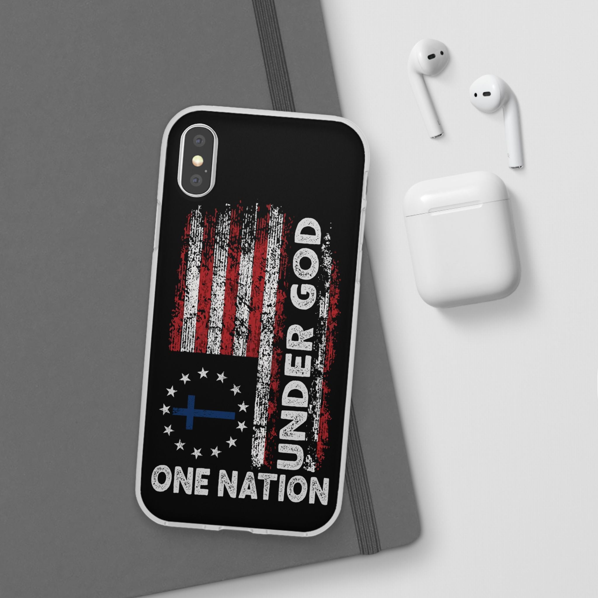 One Nation Under God American Flag - Flexi Case Apple iPhone Case