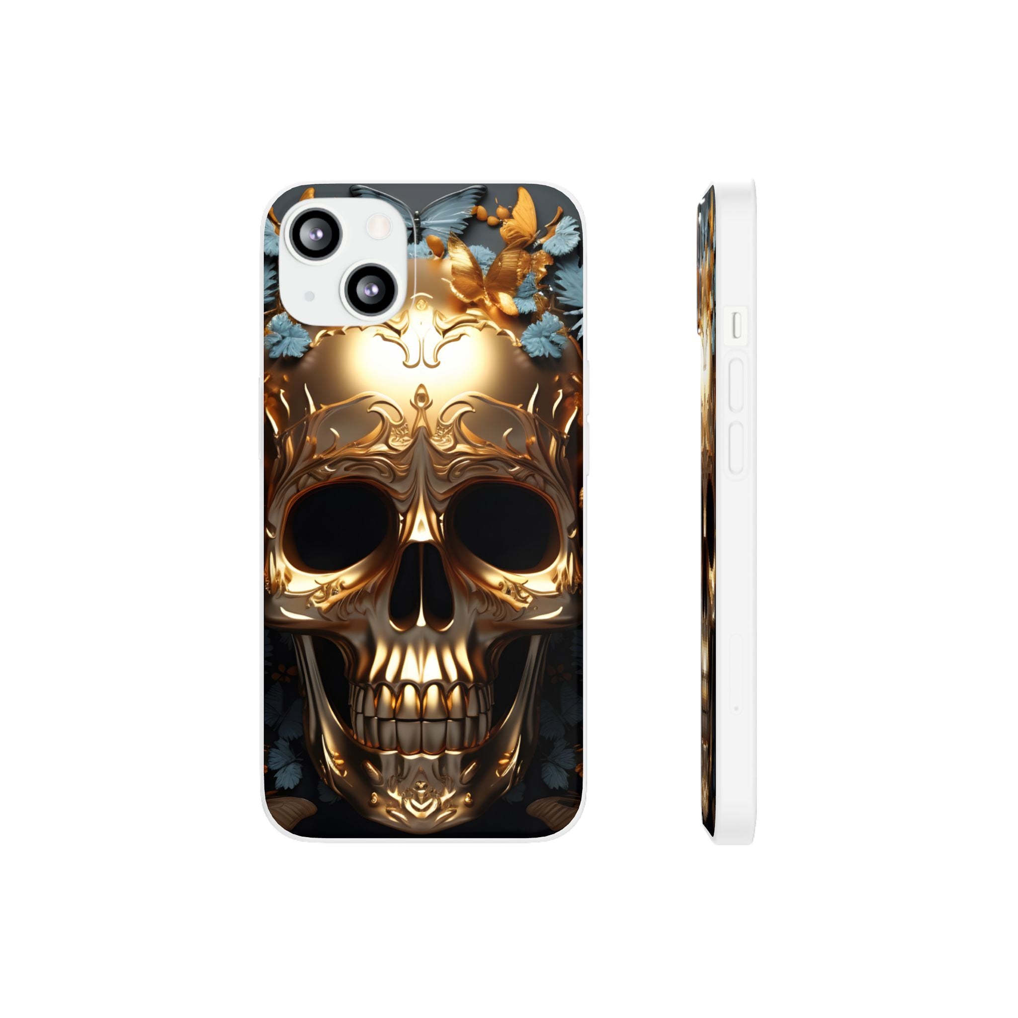 Golden Skull Floral & Butterflies Flexi Case - Apple iPhone Case