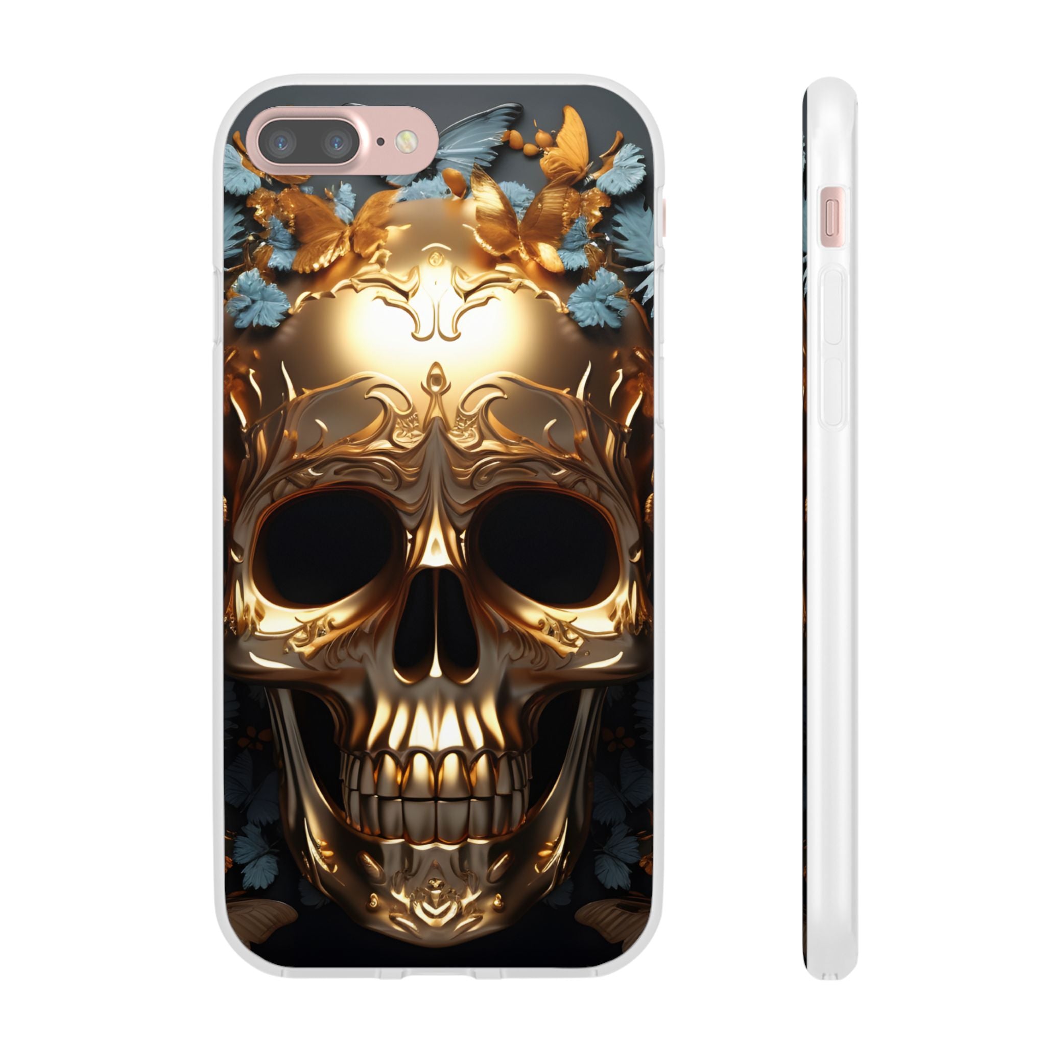 Golden Skull Floral & Butterflies Flexi Case - Apple iPhone Case
