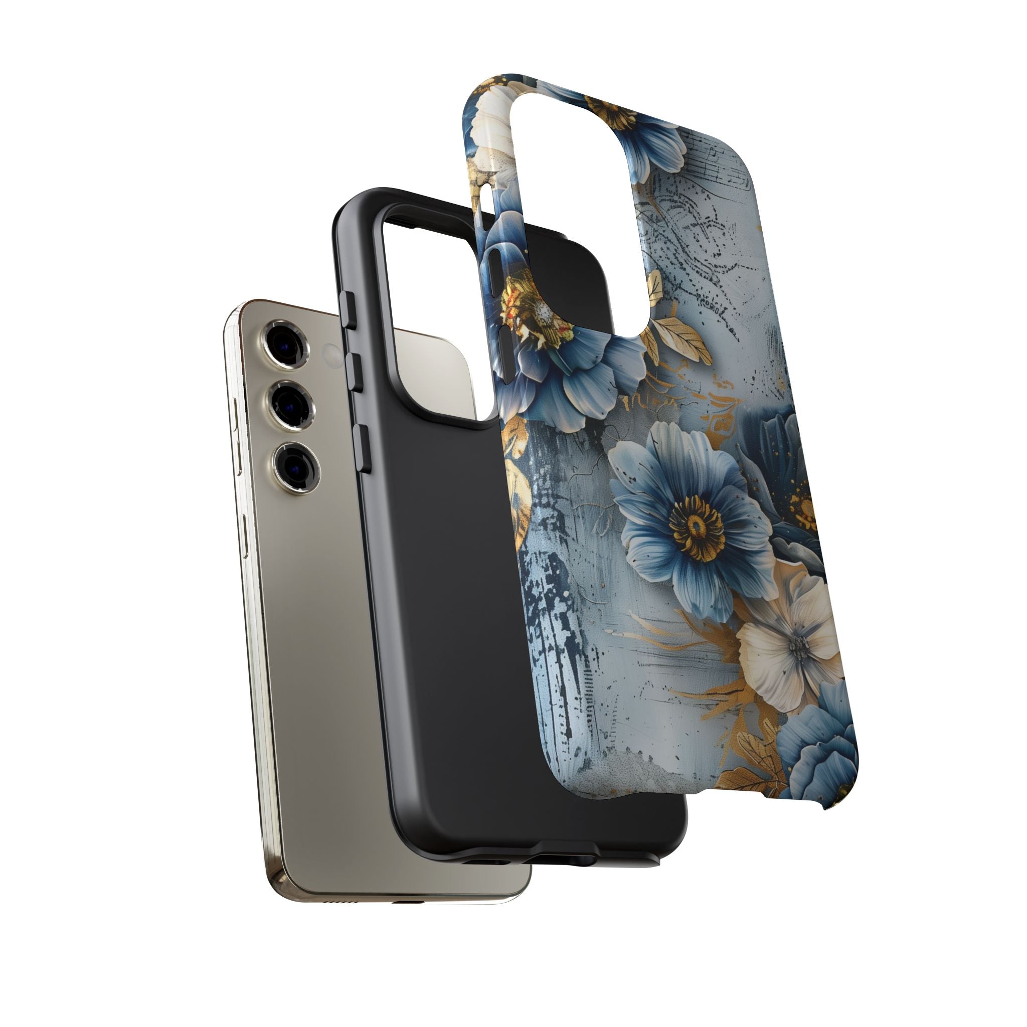 Blue & Gold Floral - Tough Guard Samsung Galaxy Case