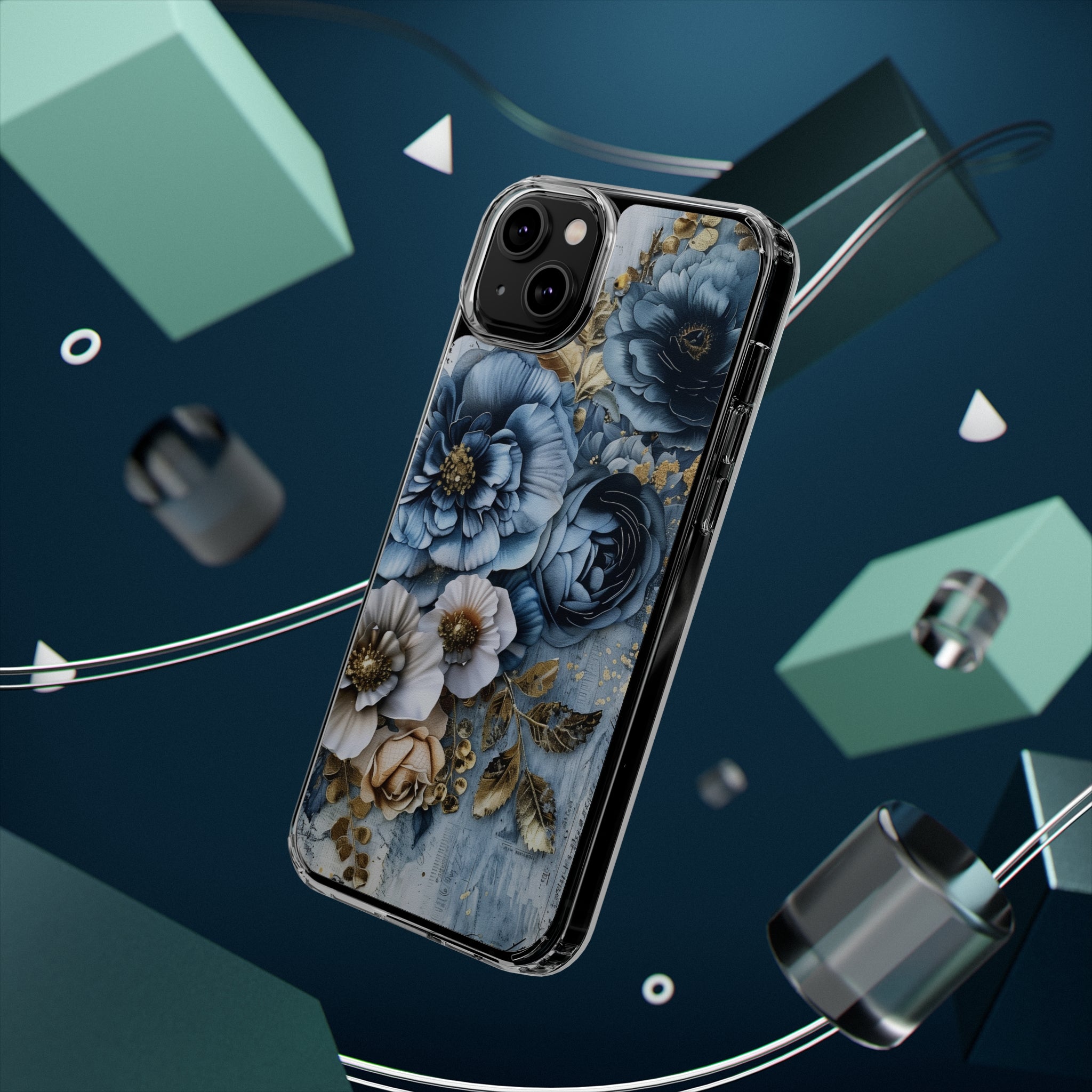 Blooming Blue Floral Bouquet - Crystal Guard Durable Apple iPhone Case