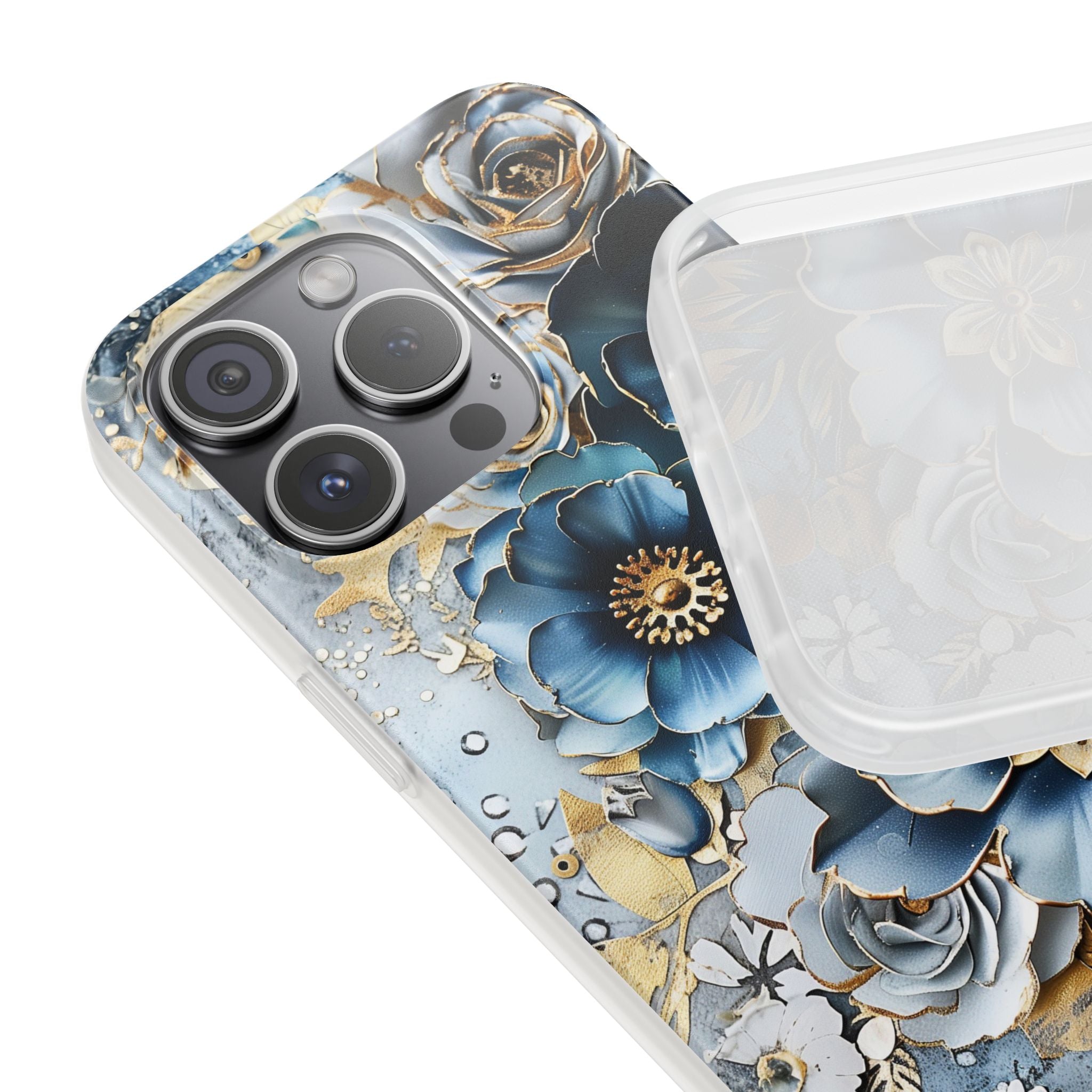 Blue Blooming Flowers Flexi Case - Apple iPhone Case