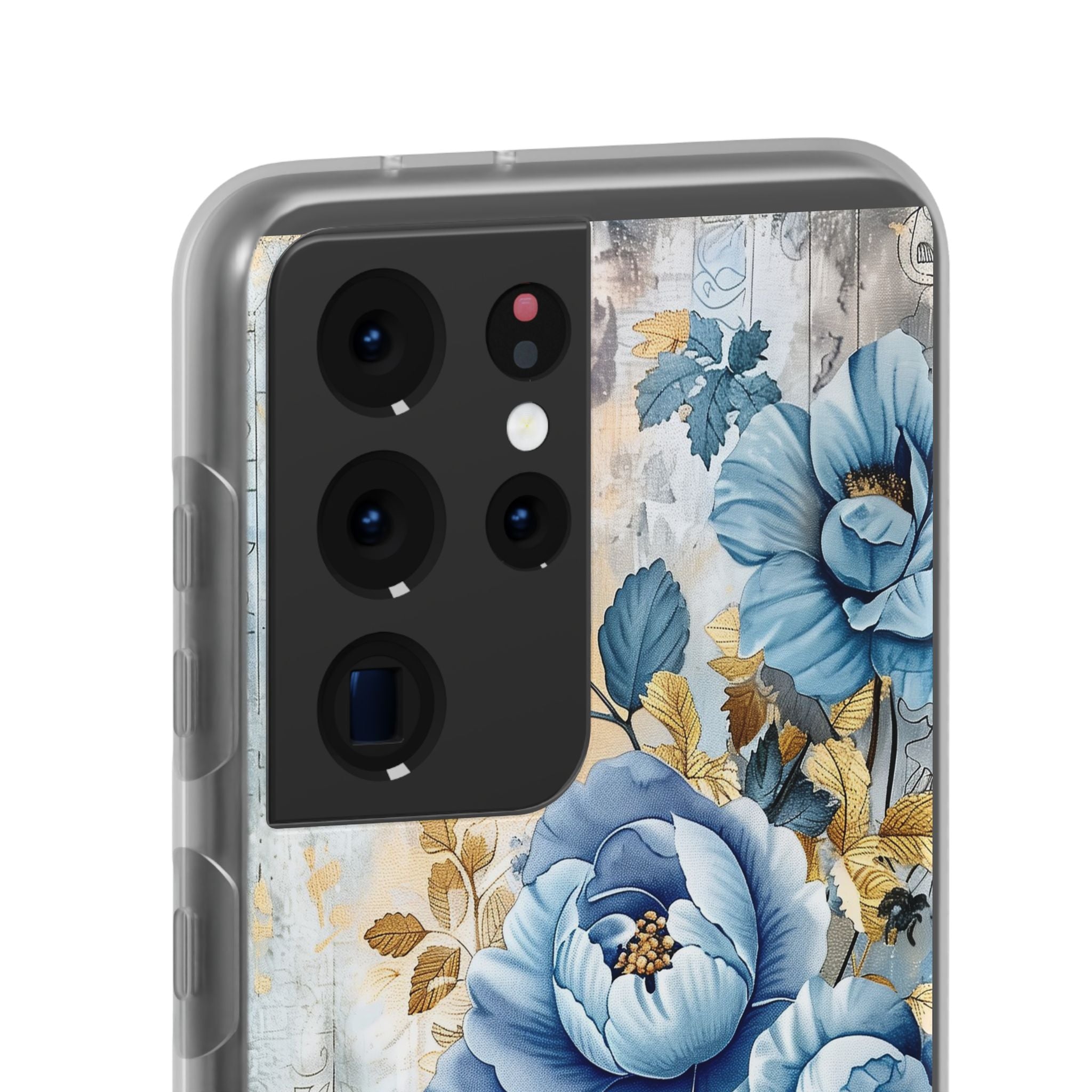 Blue & Gold Blooming Flowers Flexi Case - Samsung Galaxy Case
