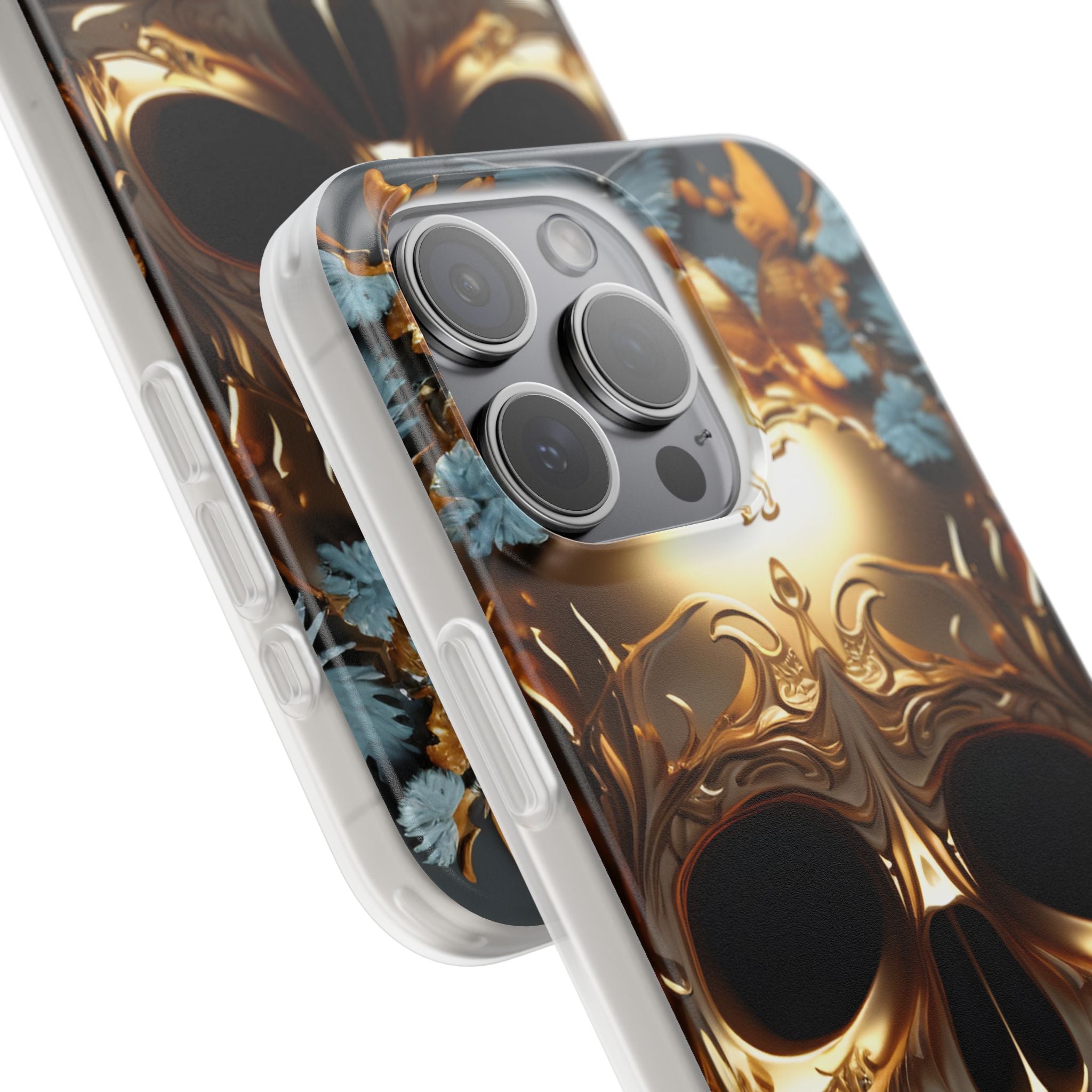 Golden Skull Floral & Butterflies Flexi Case - Apple iPhone Case