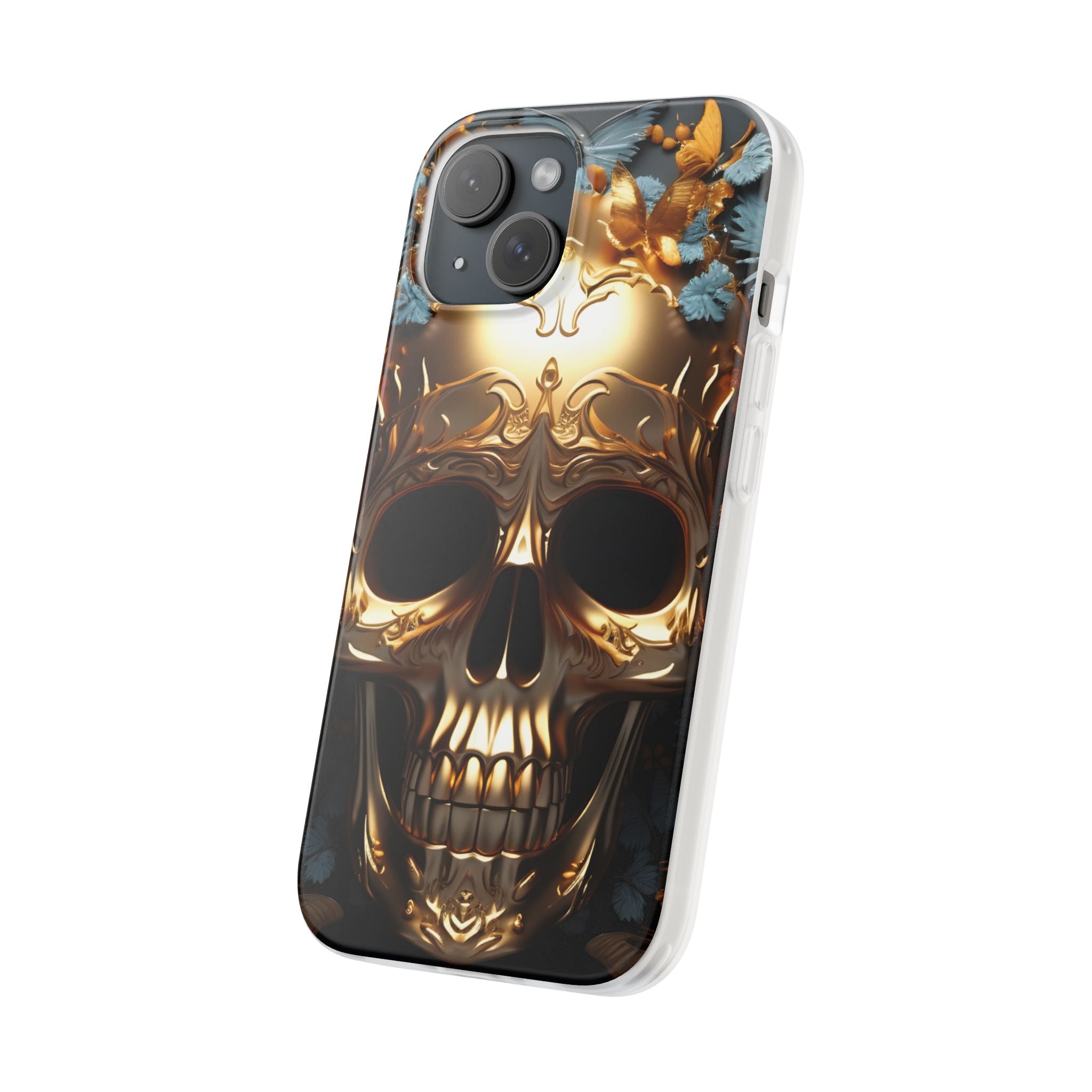 Golden Skull Floral & Butterflies Flexi Case - Apple iPhone Case