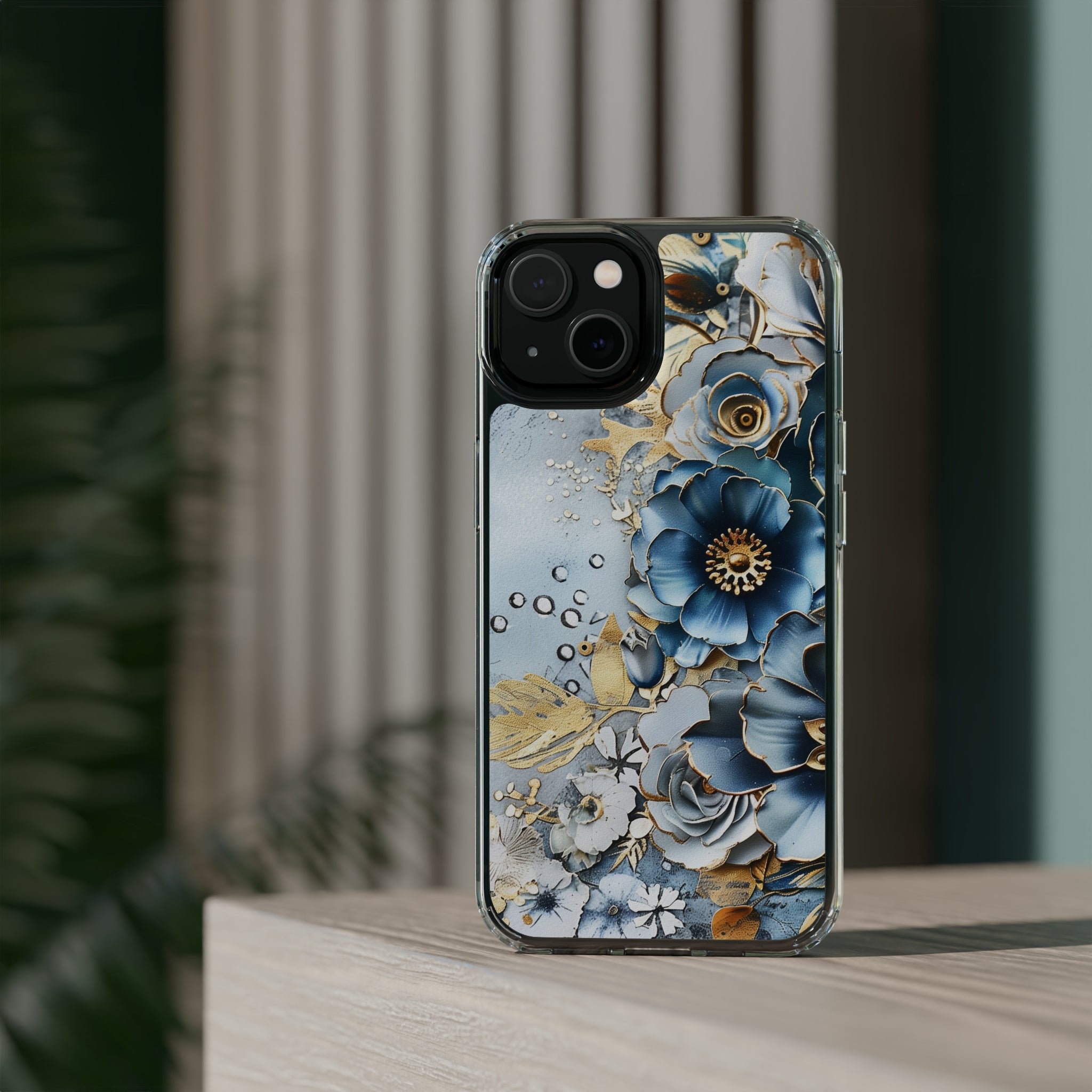 Blooming Blue Floral Bouquet - Crystal Guard Durable Apple iPhone Case