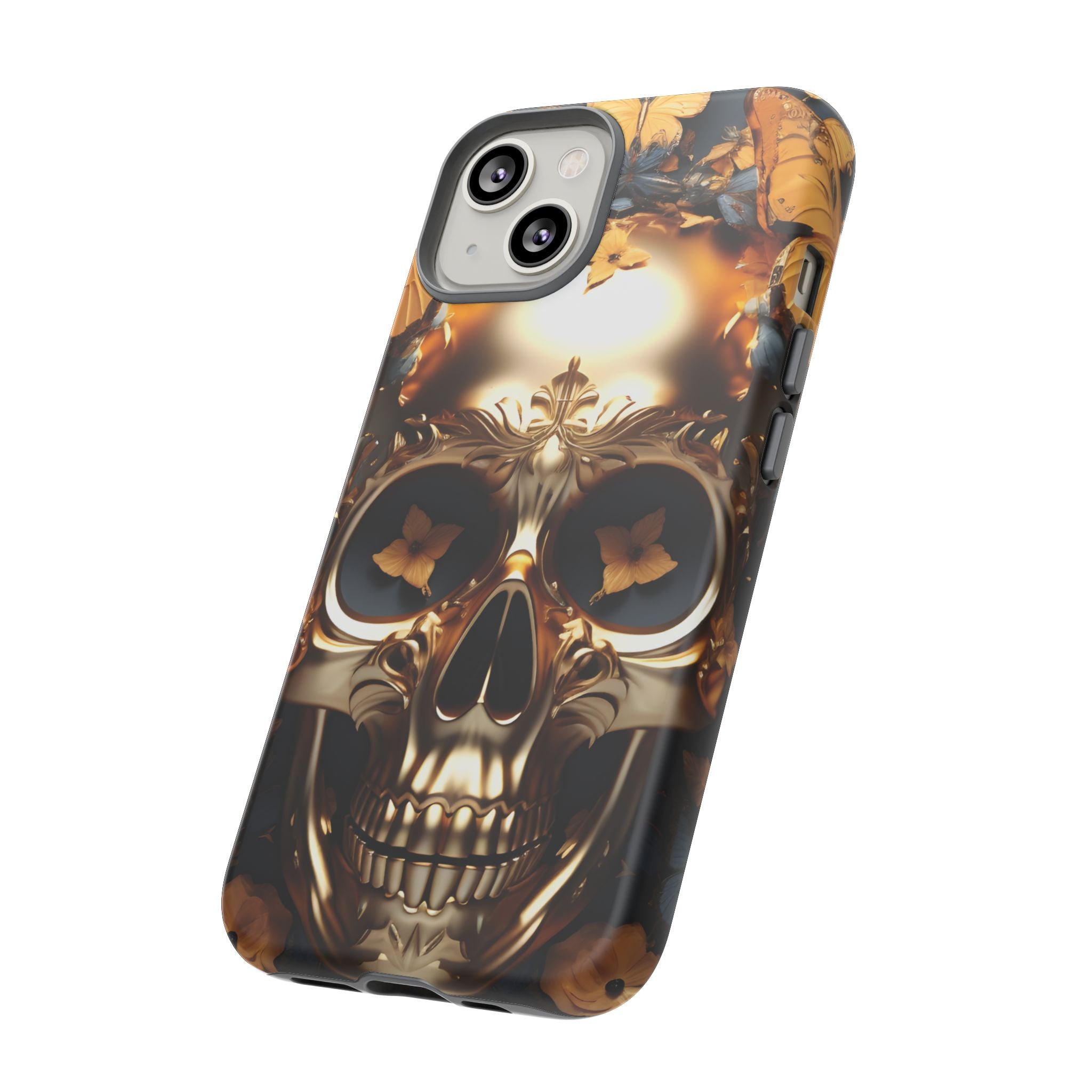 Golden Skull Floral Armor Tough Guard - Apple iPhone Case