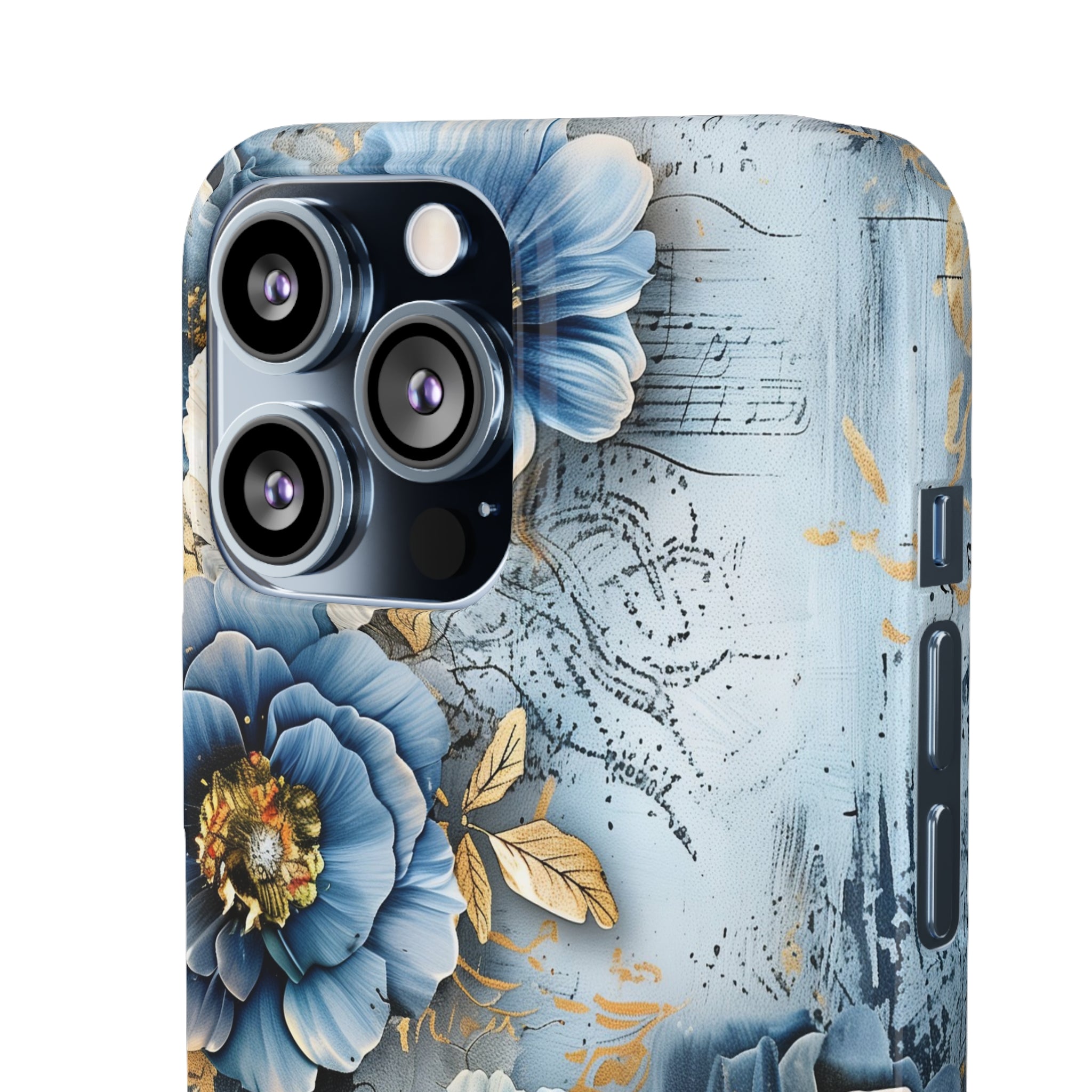 Blue & Gold Floral Snap Case - Apple iPhone Case