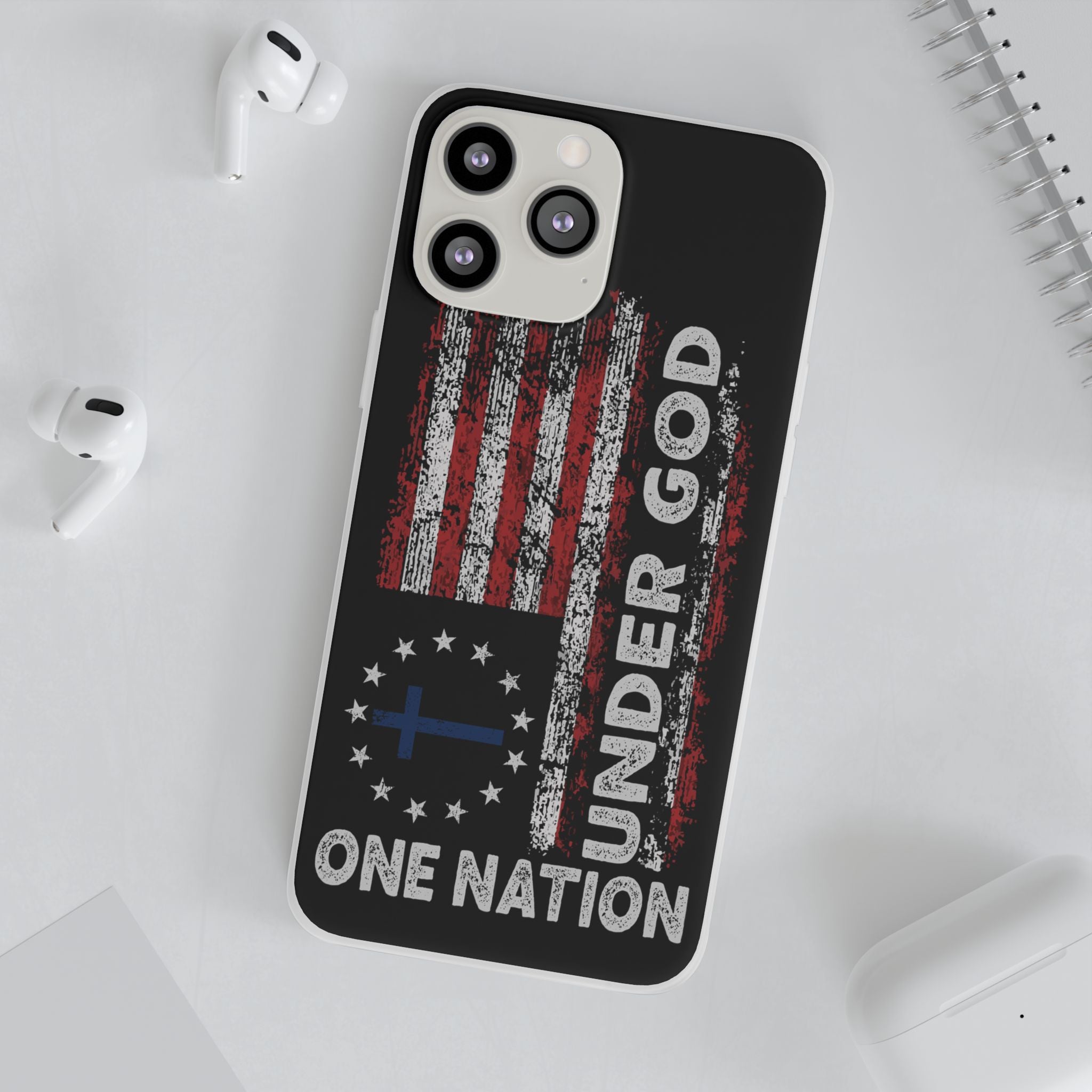 One Nation Under God American Flag - Flexi Case Apple iPhone Case