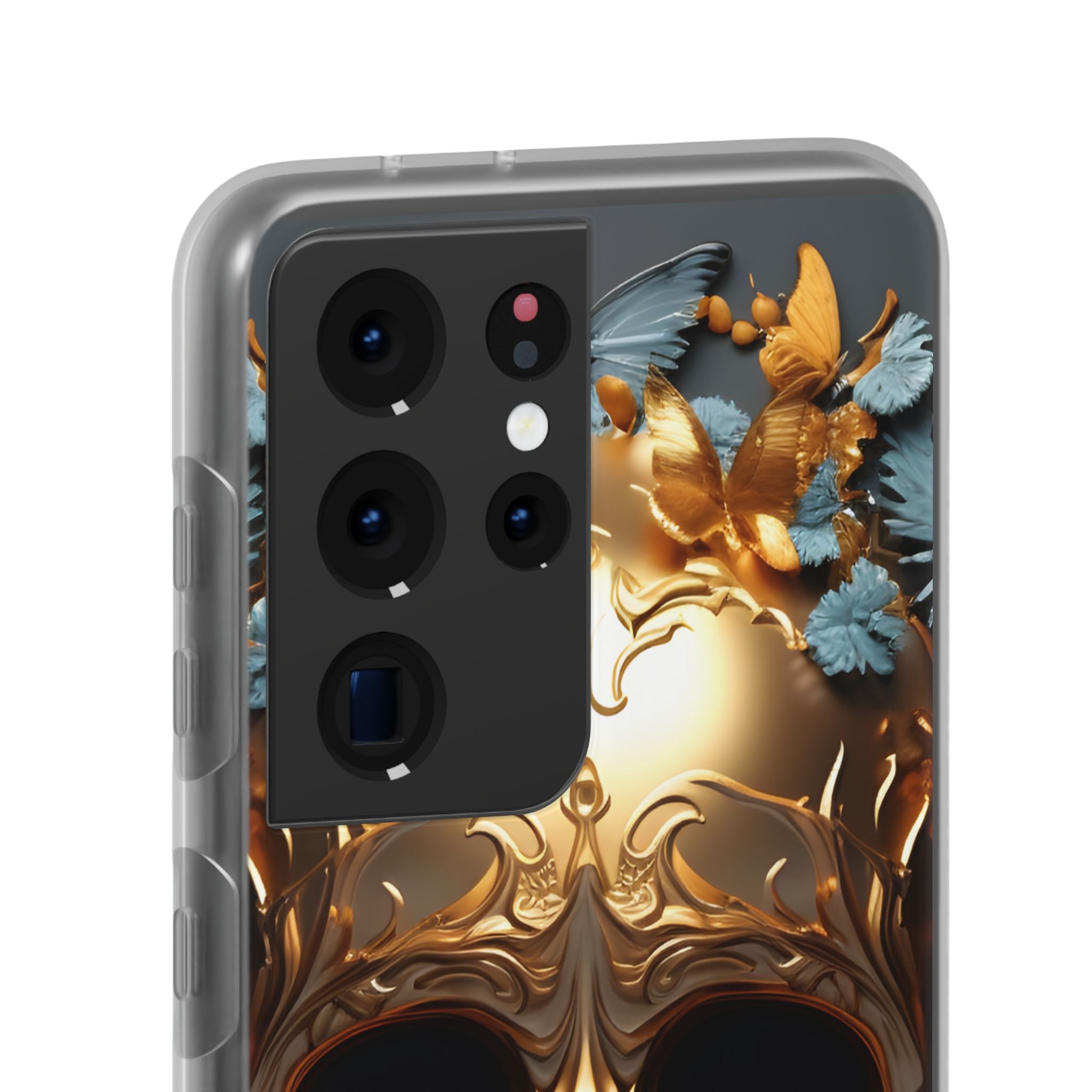 Golden Skull Floral & Butterflies Flexi Case - Samsung Galaxy Case
