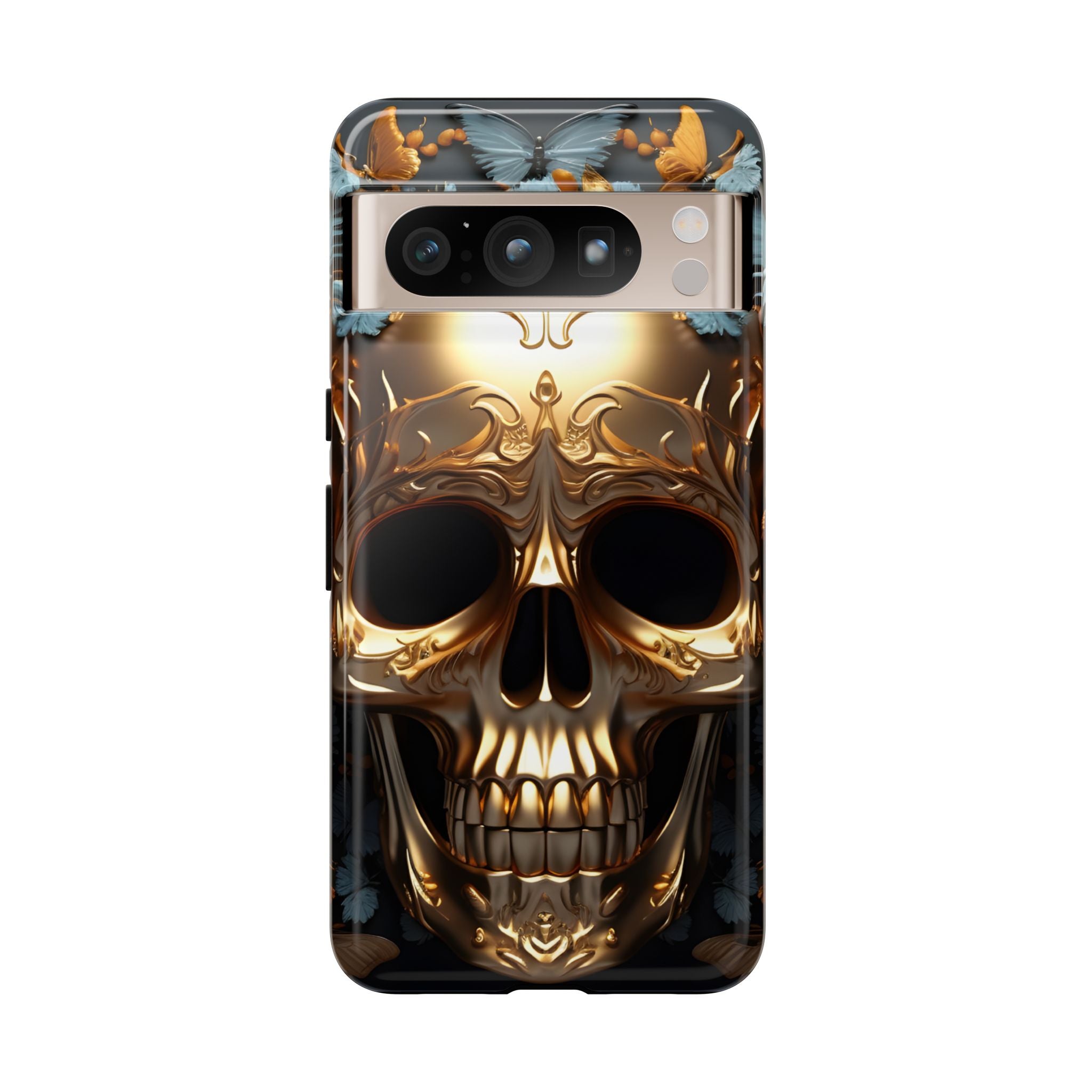 Golden Skull Floral & Butterflies Armor - Tough Guard Google Pixel Case