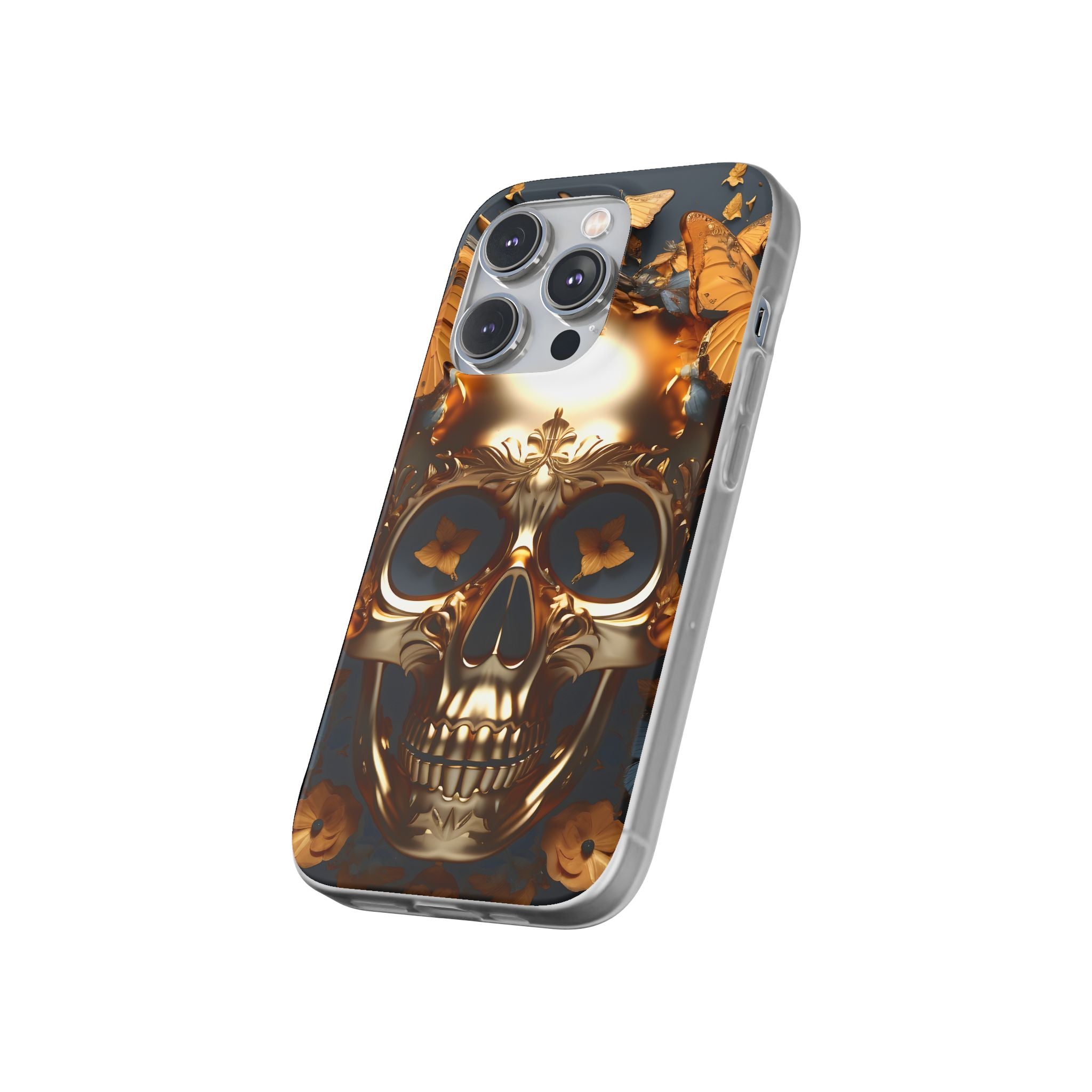 Golden Skull Floral Armor Flexi Case - Apple iPhone Case