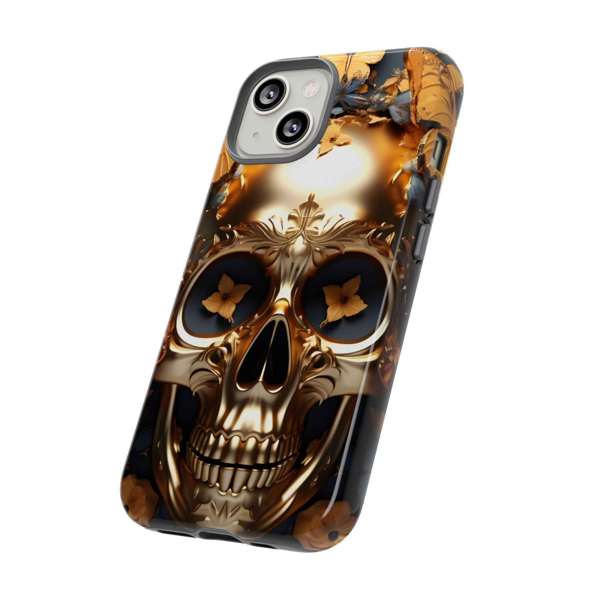 Golden Skull Floral Armor Tough Guard - Apple iPhone Case
