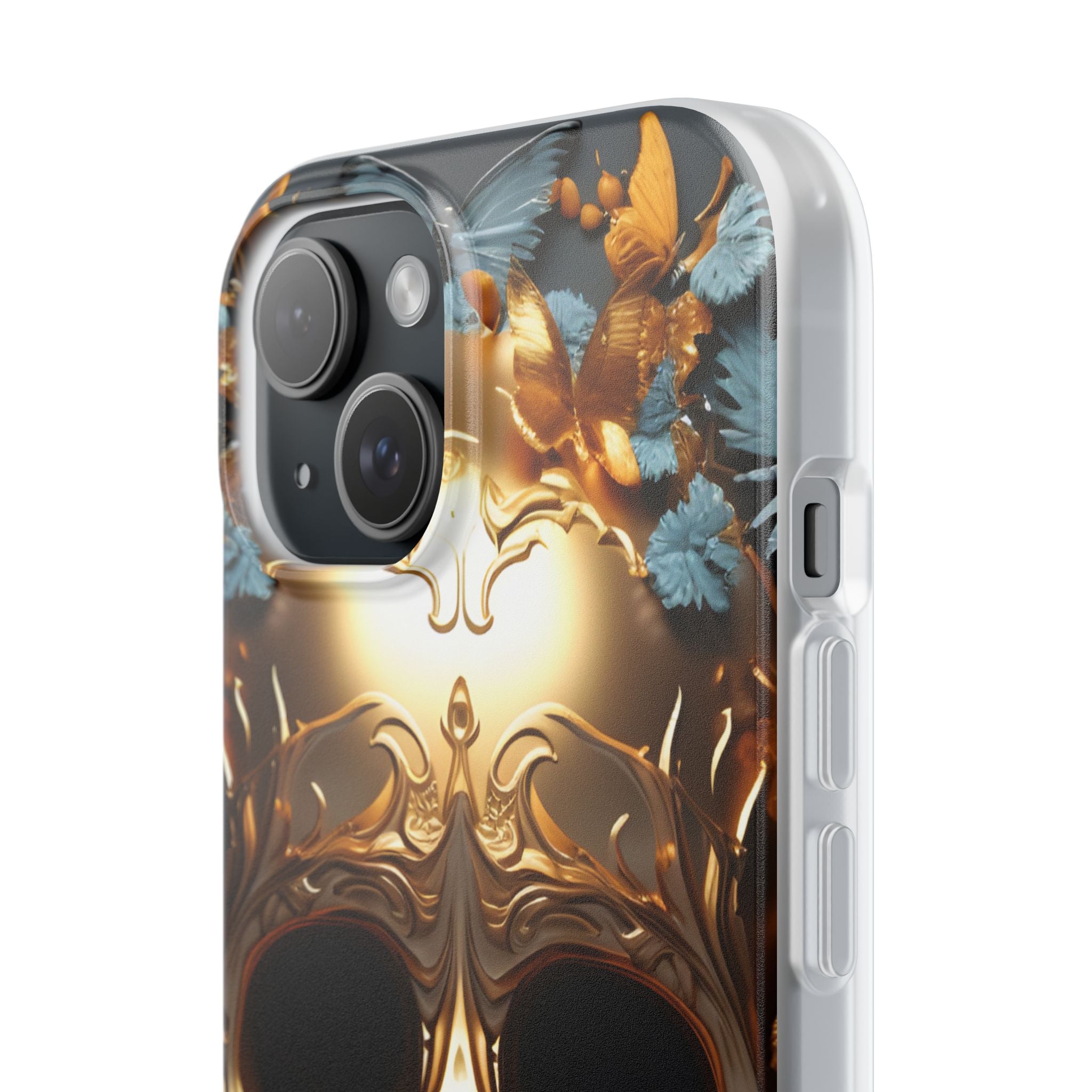 Golden Skull Floral & Butterflies Flexi Case - Apple iPhone Case