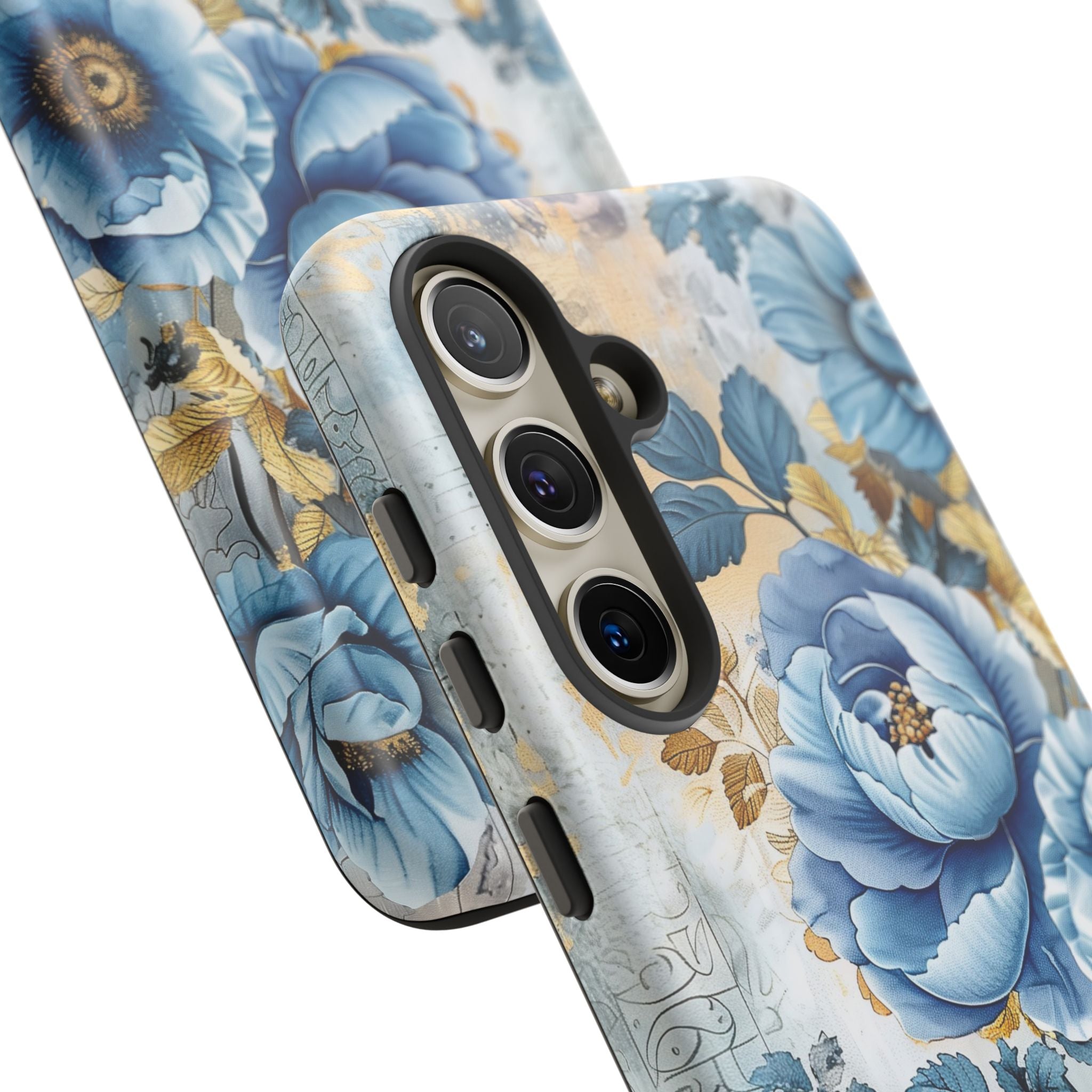 Blue & Gold Blooming Flowers - Tough Guard Samsung Galaxy Case