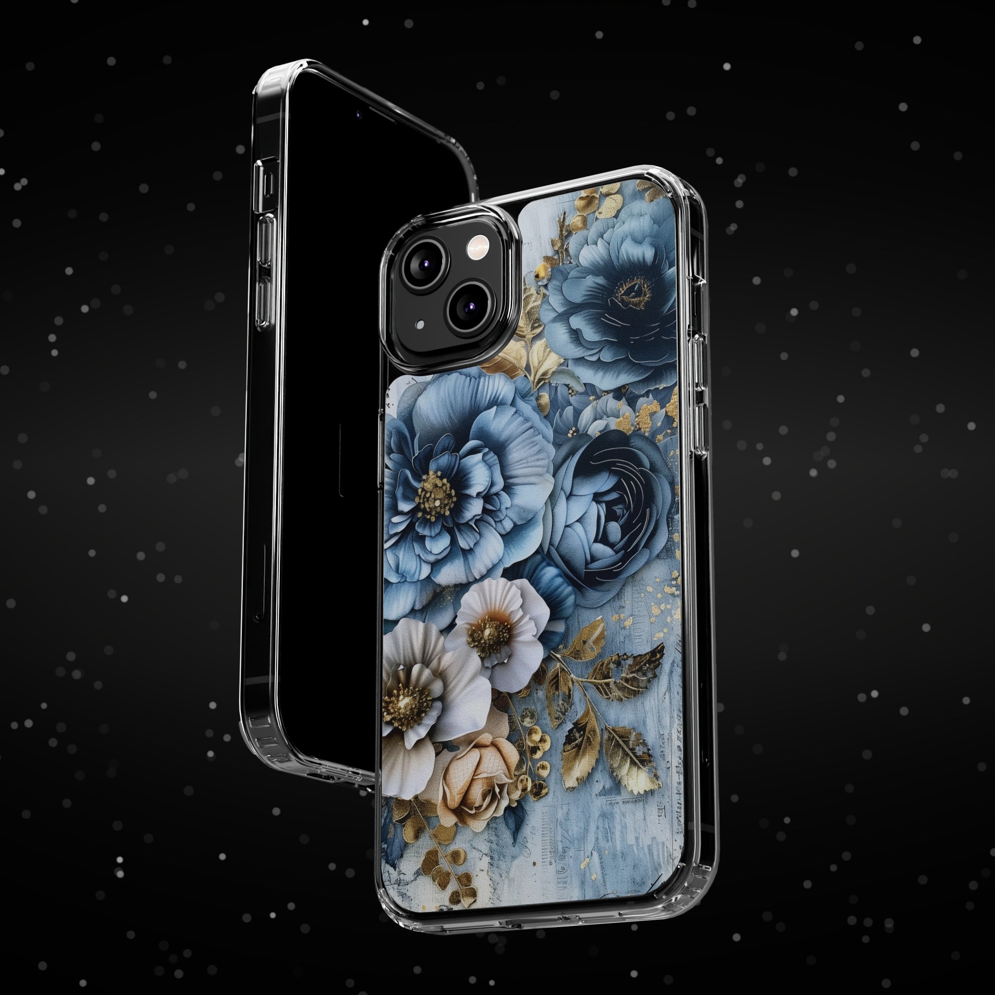Blooming Blue Floral Bouquet - Crystal Guard Durable Apple iPhone Case