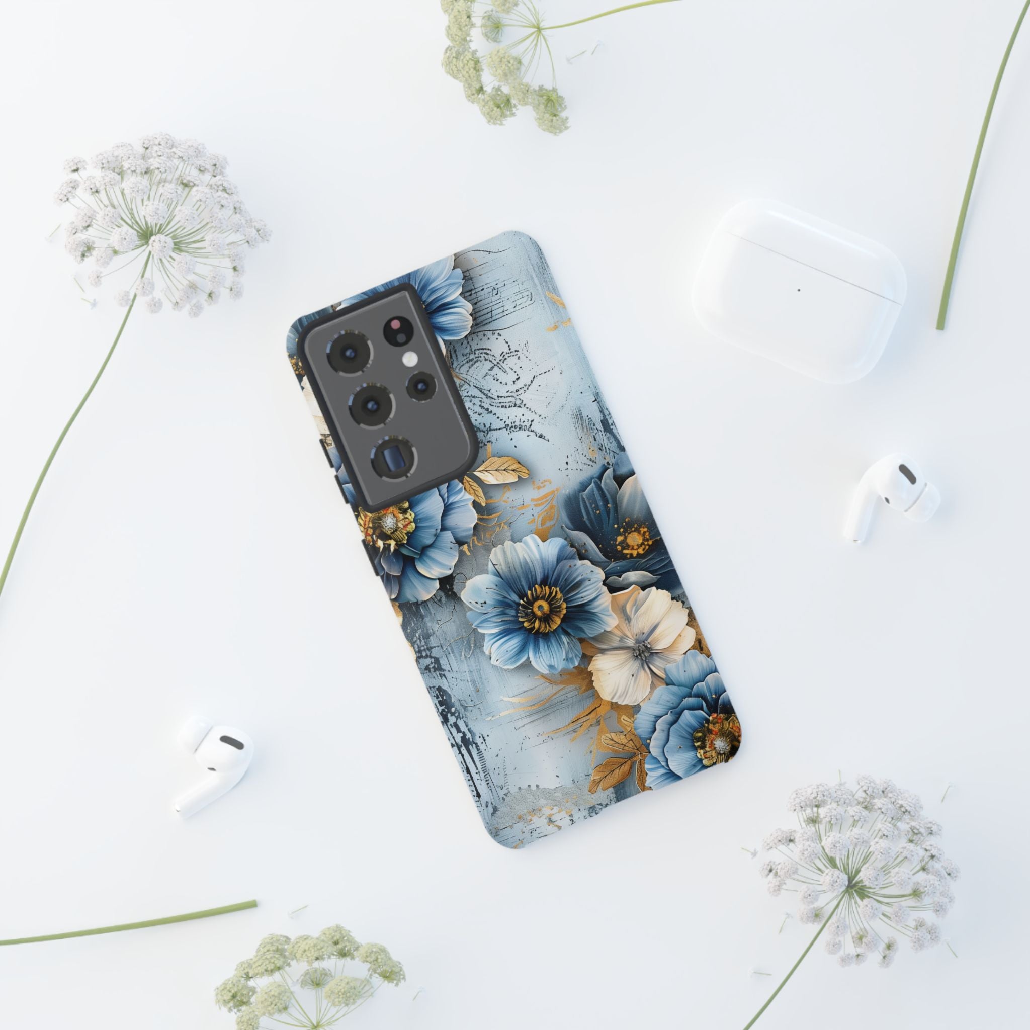 Blue & Gold Floral - Tough Guard Samsung Galaxy Case