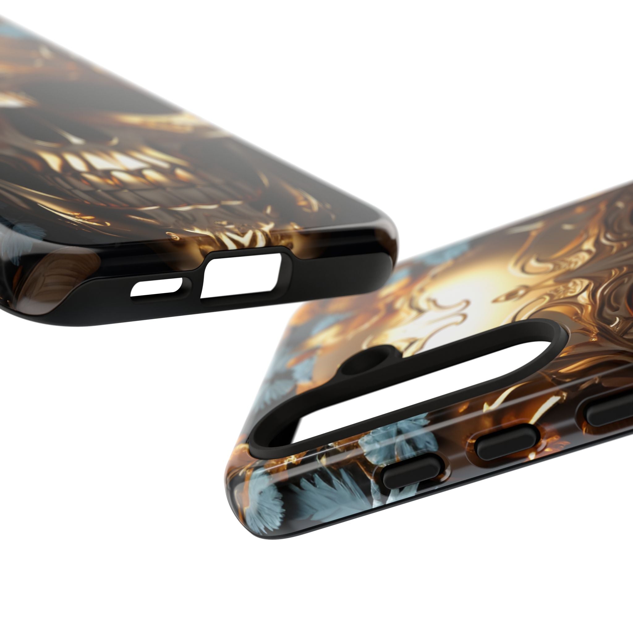 Golden Skull Floral & Butterflies Armor - Tough Guard Samsung Galaxy Case