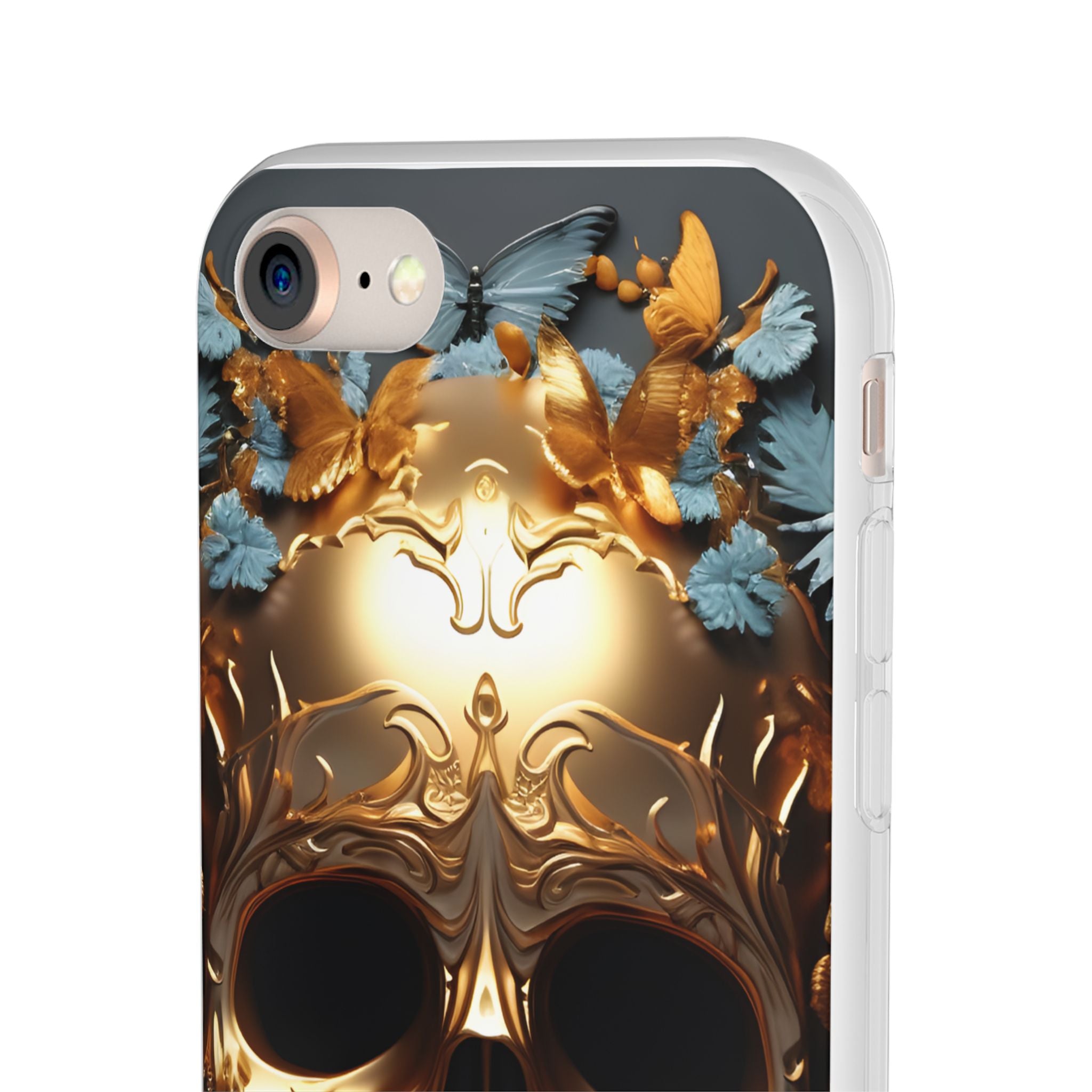 Golden Skull Floral & Butterflies Flexi Case - Apple iPhone Case
