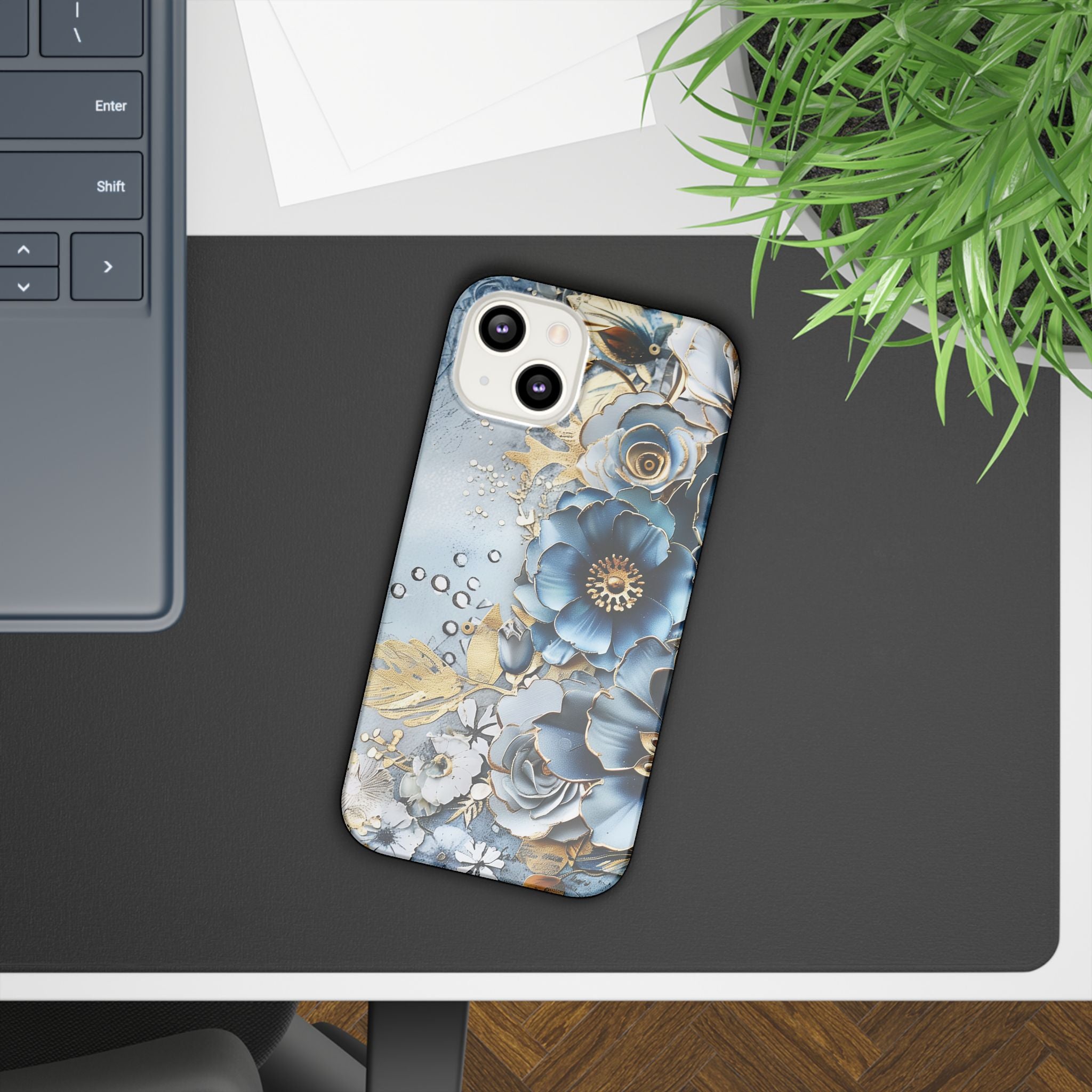 Blooming Blue Floral Bouquet - Slim Guard Apple iPhone Case