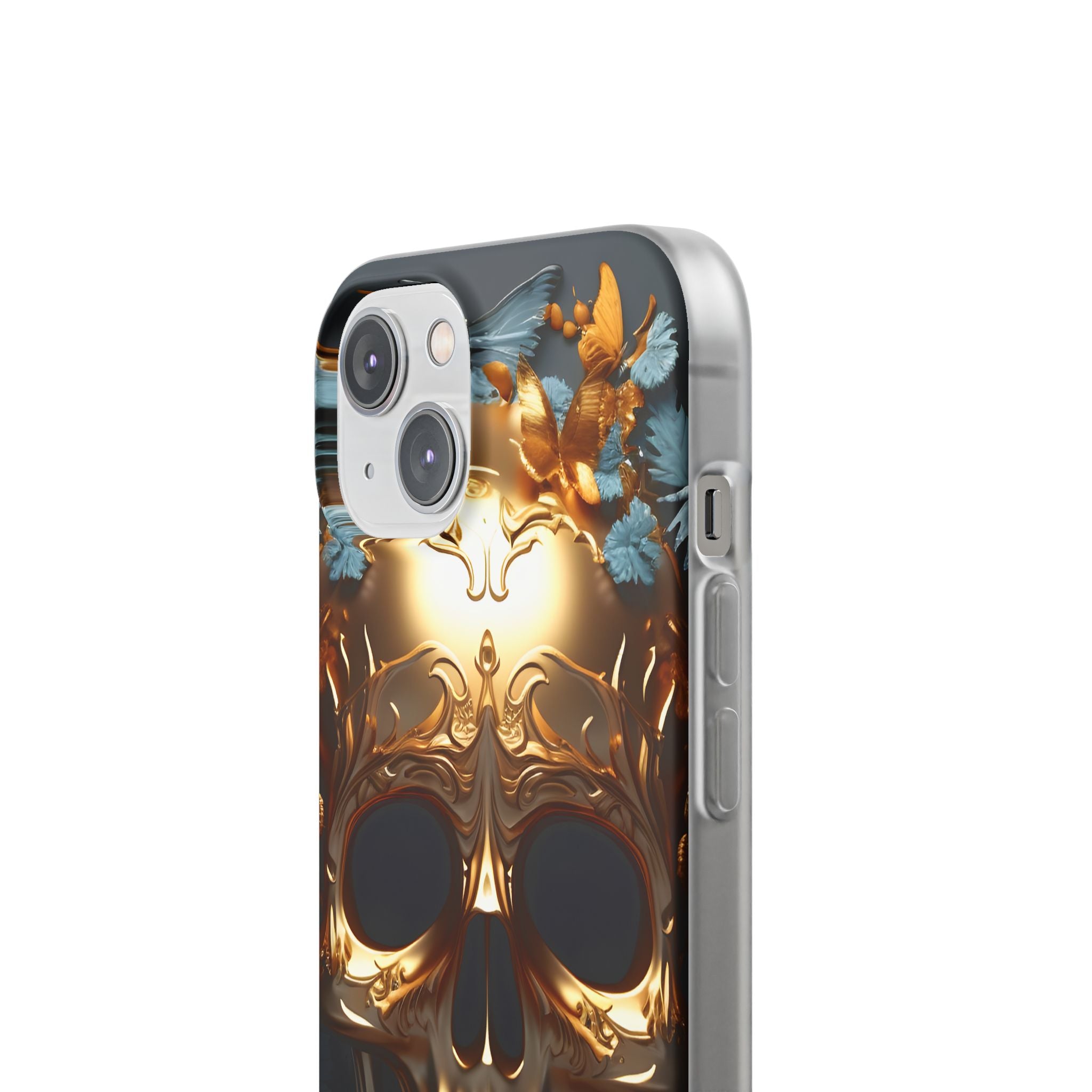 Golden Skull Floral & Butterflies Flexi Case - Apple iPhone Case