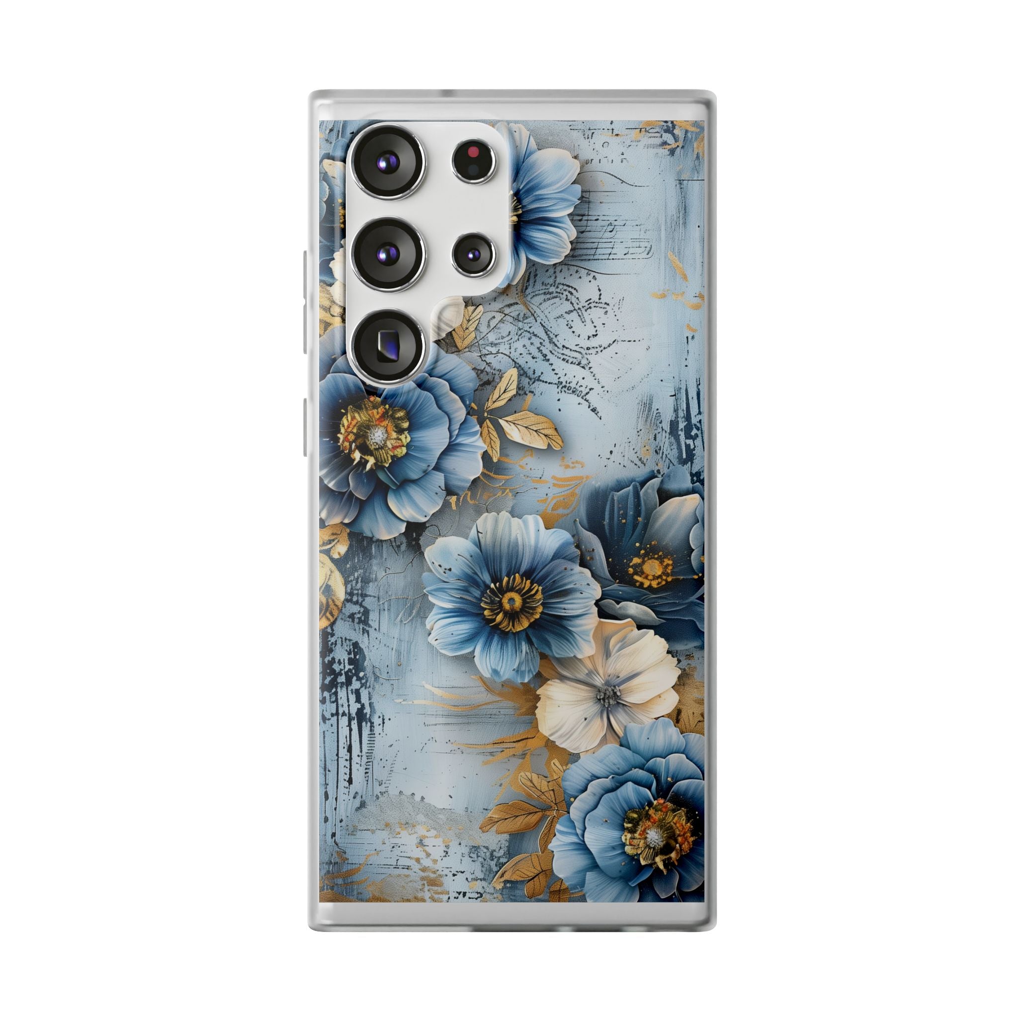 Blue & Gold Floral Flexi Case - Samsung Galaxy Case
