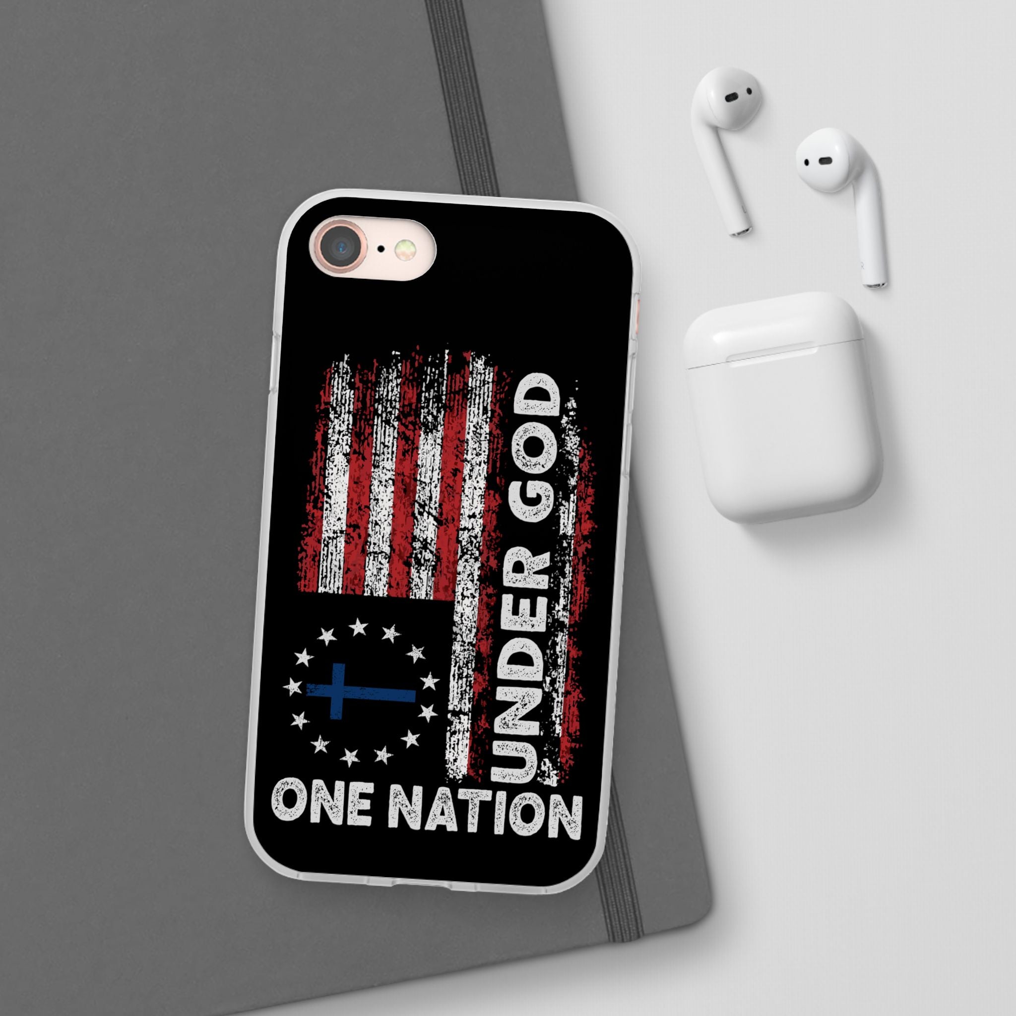 One Nation Under God American Flag - Flexi Case Apple iPhone Case
