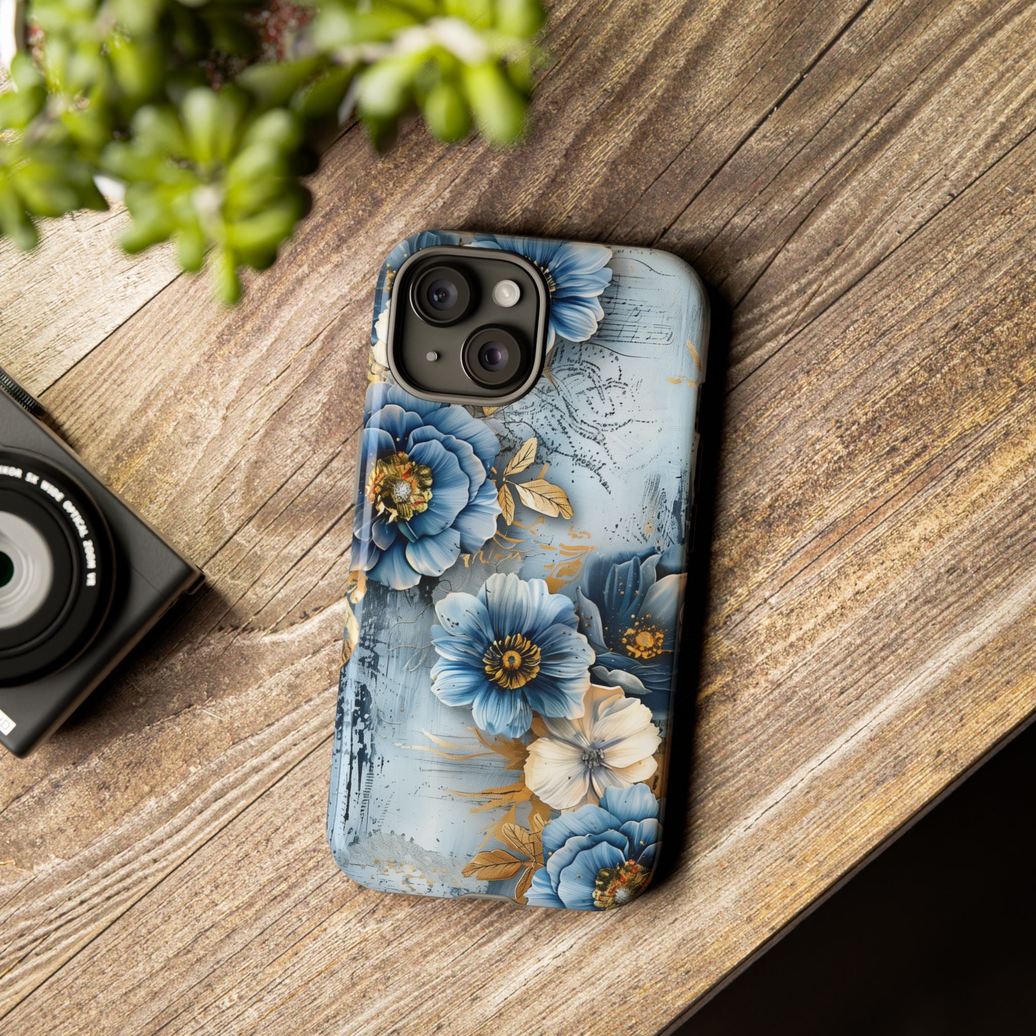 Blue & Gold Floral - Tough Guard Apple iPhone Case