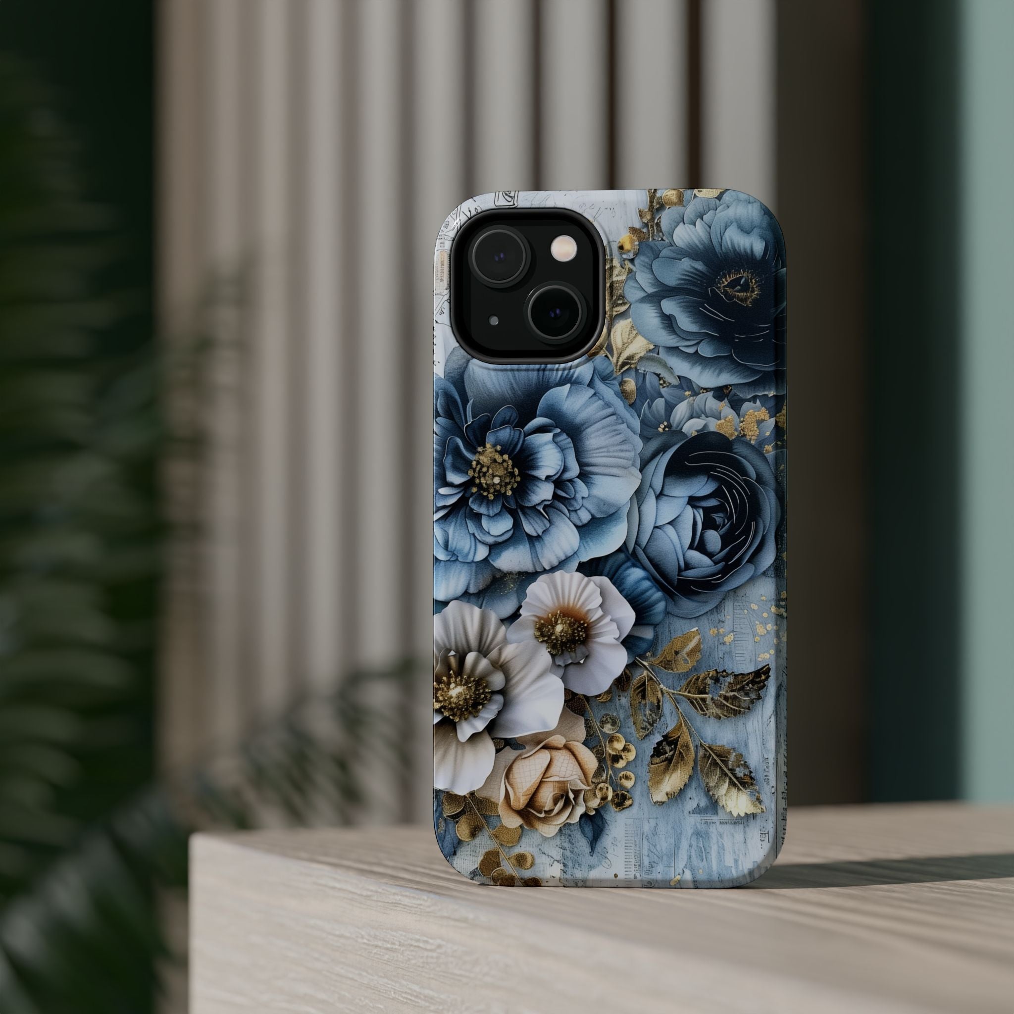 Blooming Blue Floral Bouquet - Magnetic Armor Tough Apple iPhone Case