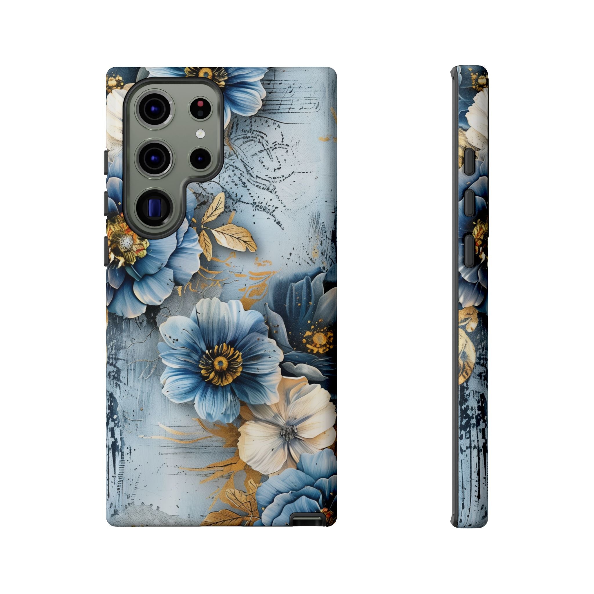 Blue & Gold Floral - Tough Guard Samsung Galaxy Case
