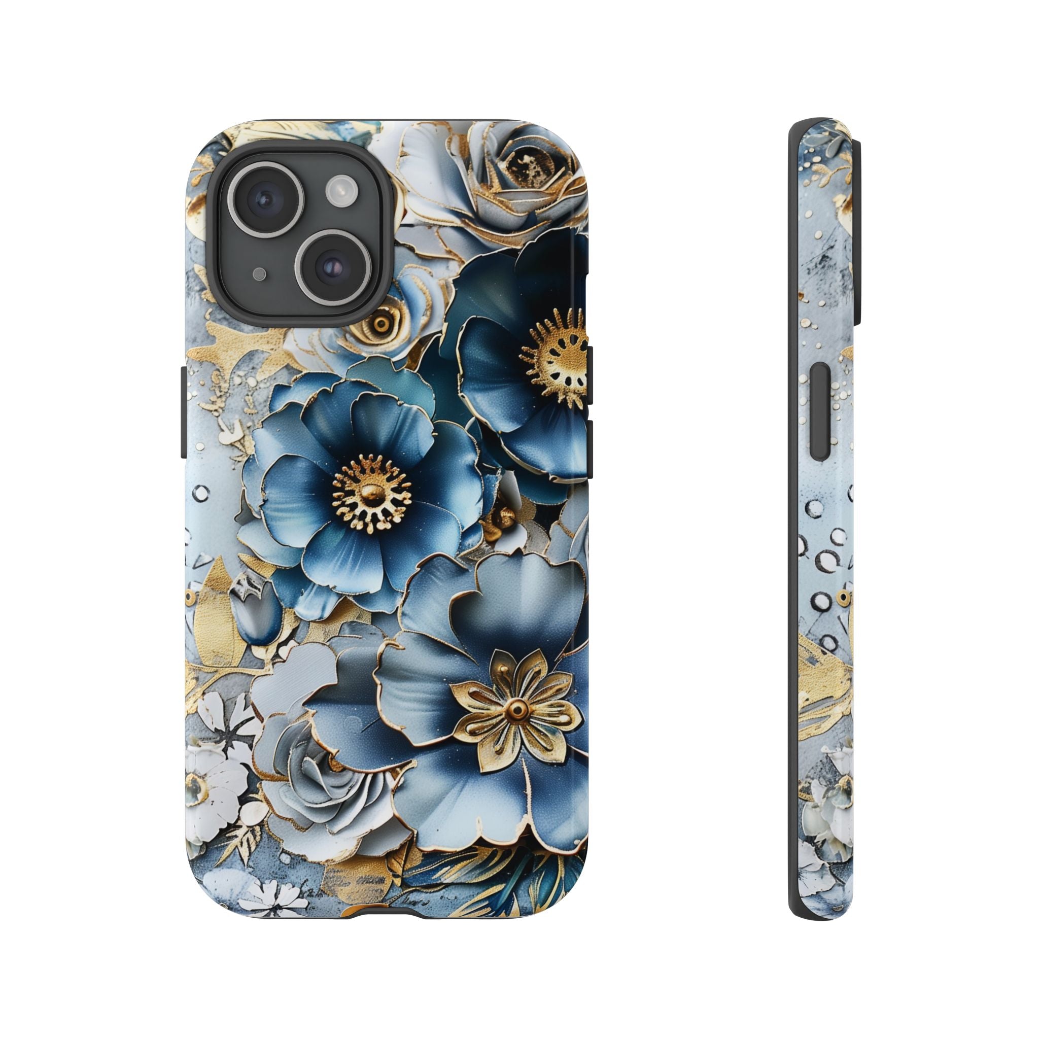 Blue Blooming Flowers - Tough Guard Apple iPhone Case