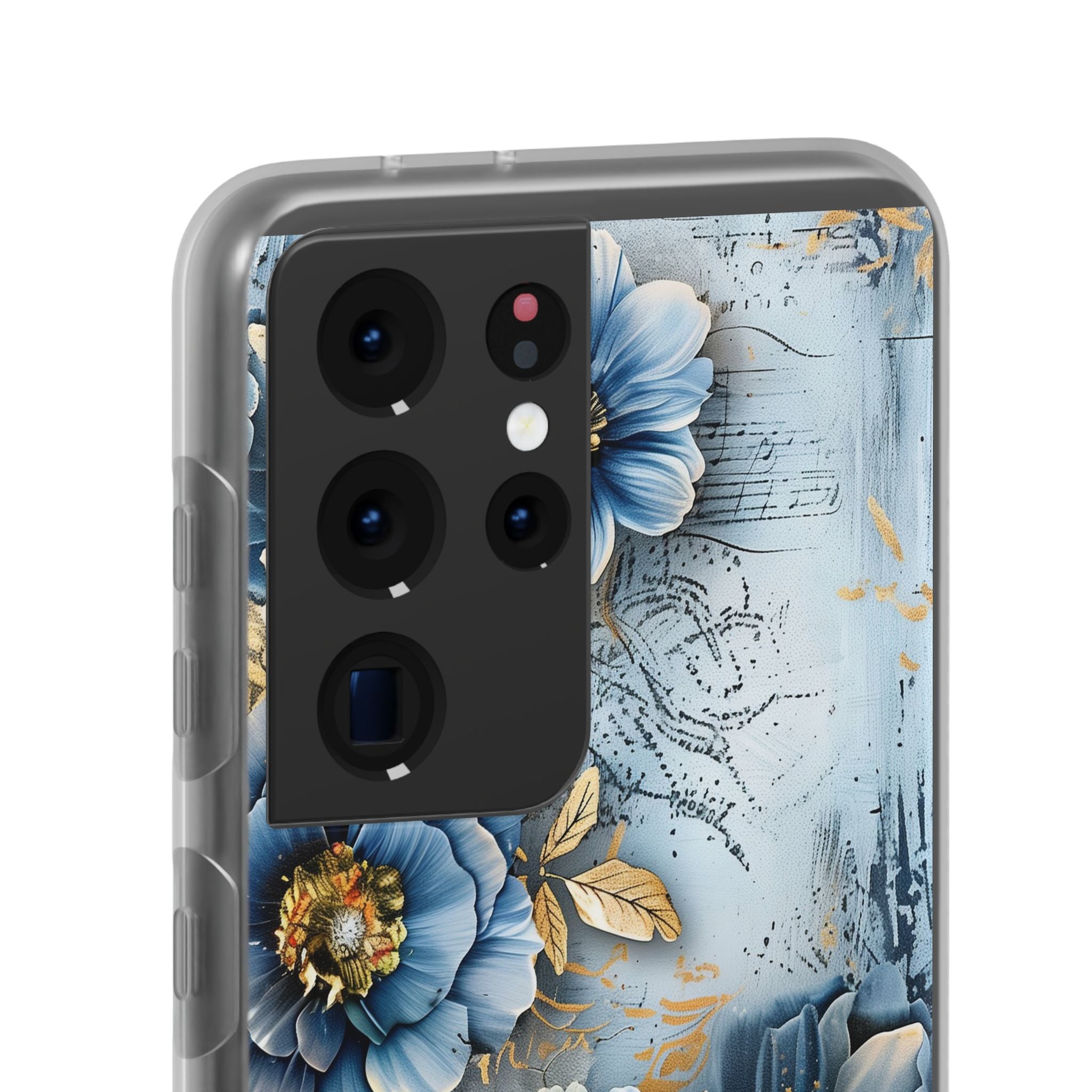 Blue & Gold Floral Flexi Case - Samsung Galaxy Case